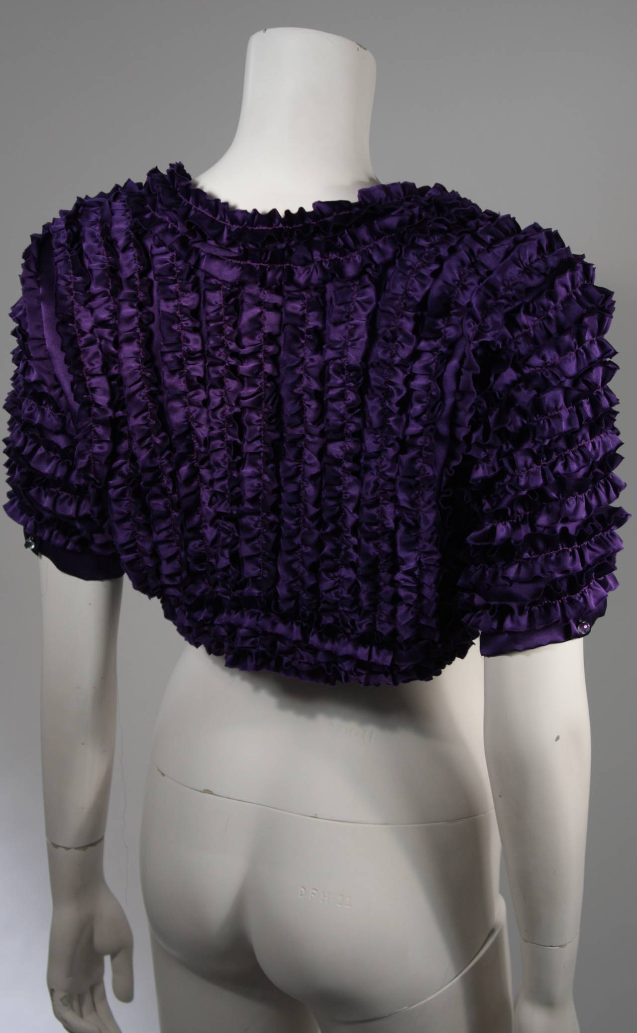 Women's Elizabeth Mason Couture Silk Ruffled Bolero Made to Order For Sale