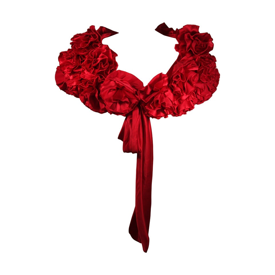 Elizabeth Mason Couture Made to Measure Red Silk "Rose" Wrap For Sale