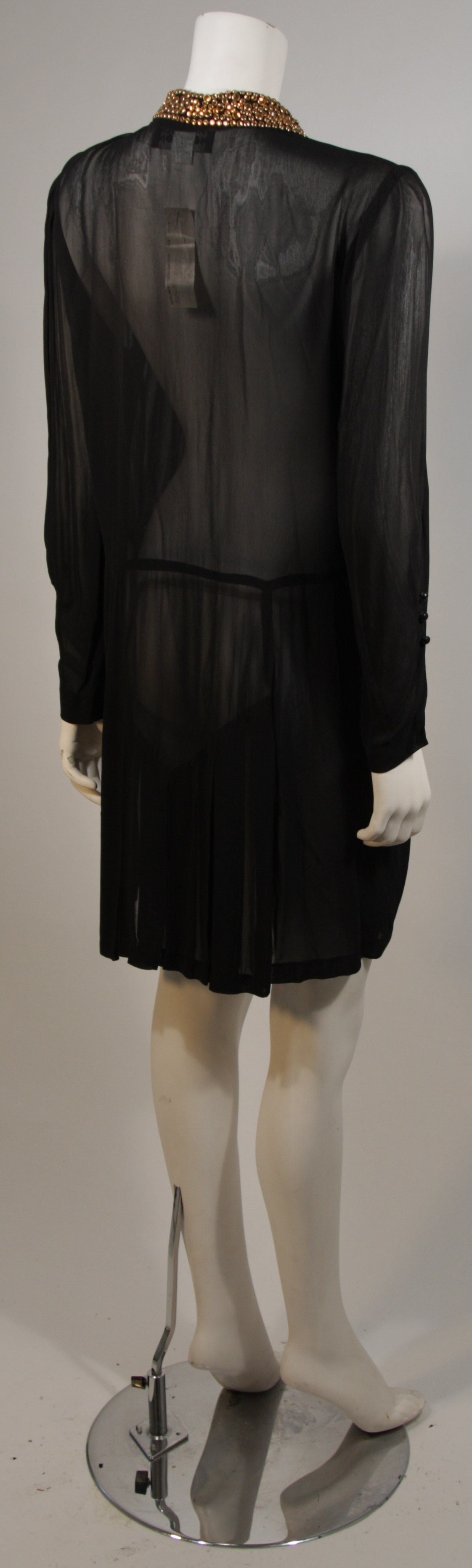 Michael Morrison Sheer Black Shirt Dress with Heavily Embellished Collar 2