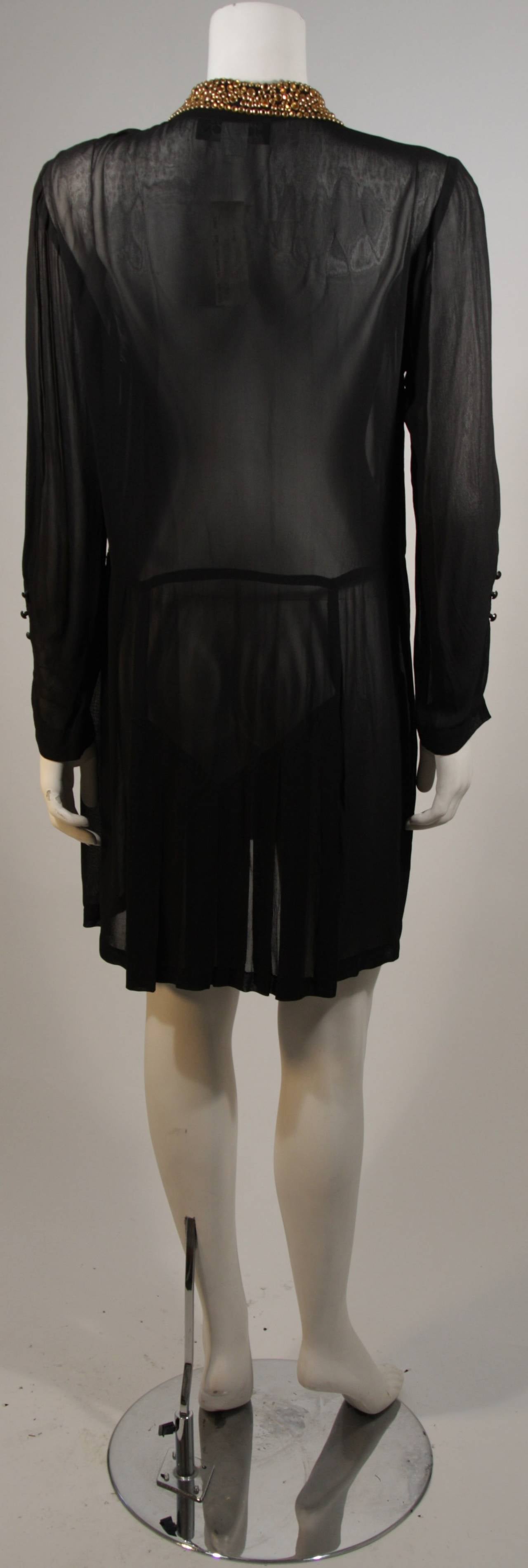 Michael Morrison Sheer Black Shirt Dress with Heavily Embellished Collar 3