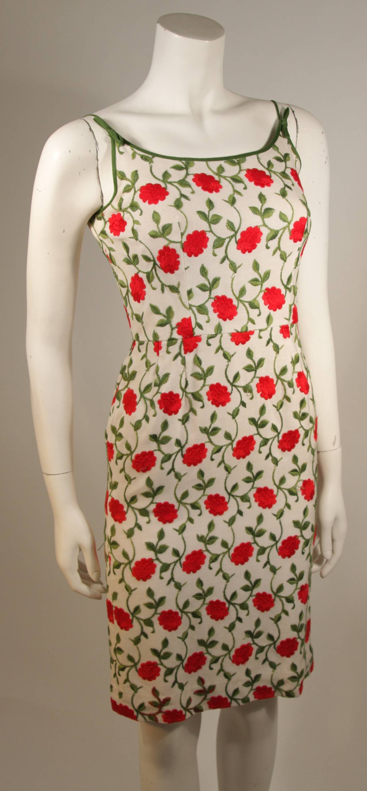 red floral embroidered dress