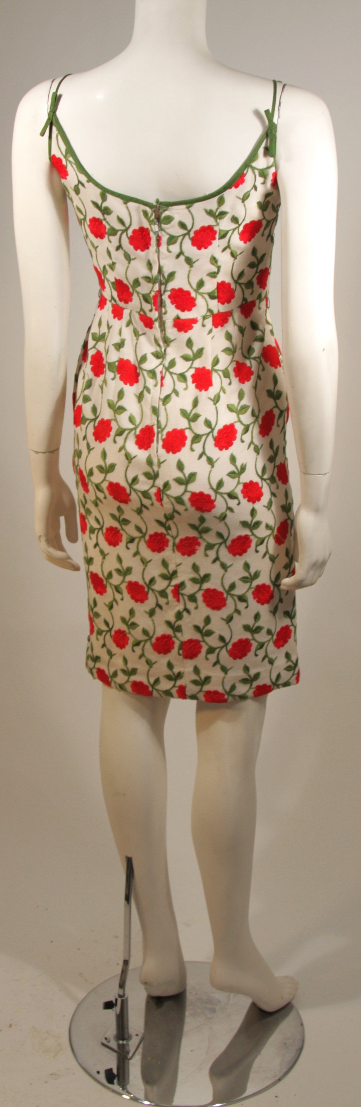 Women's or Men's Red Floral Embroidered Linen Dress For Sale