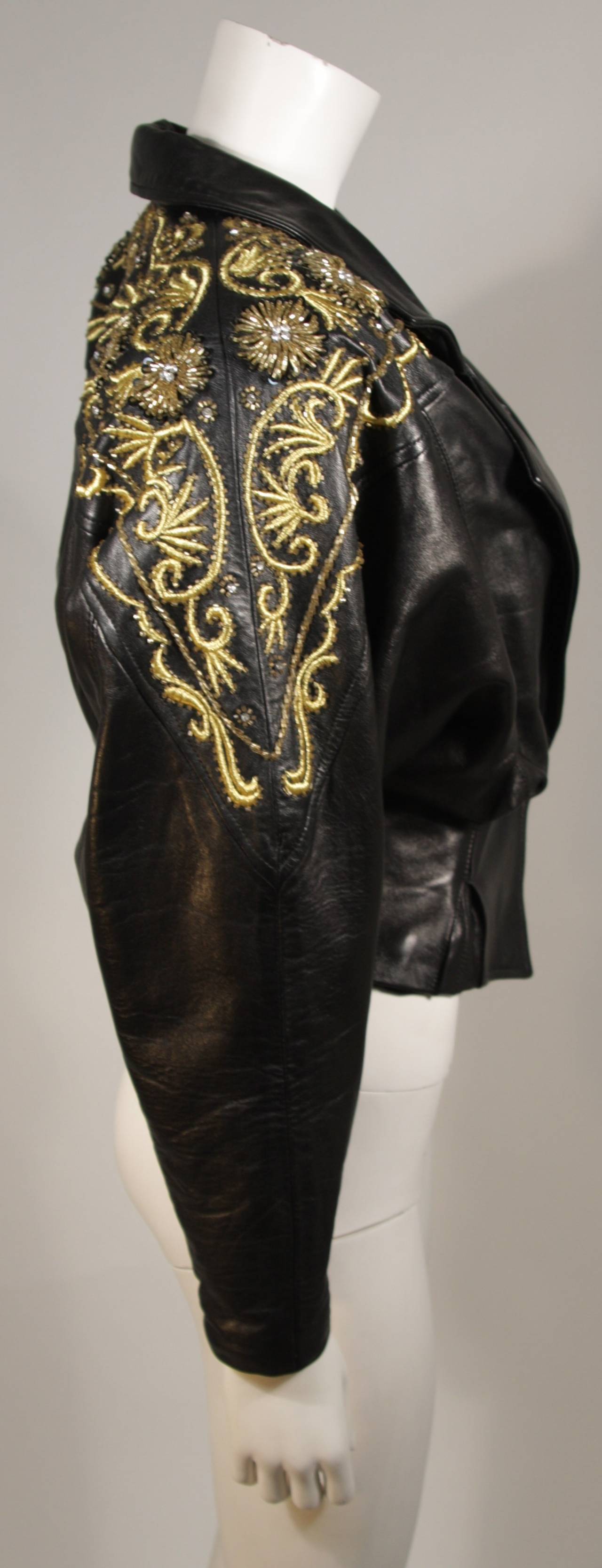Women's Erez Black Embellished Leather Jacket Size S