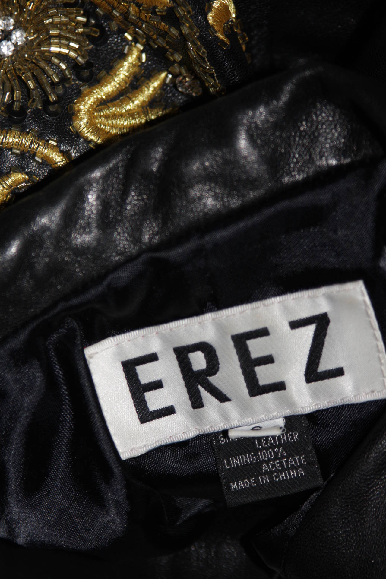 Erez Black Embellished Leather Jacket Size S 4