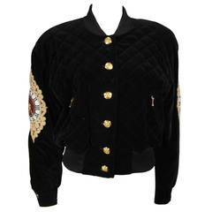 Escada Quilted Velvet Bomber with Clock Embellishment Size 40