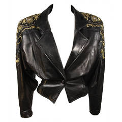 Erez Black Embellished Leather Jacket Size S