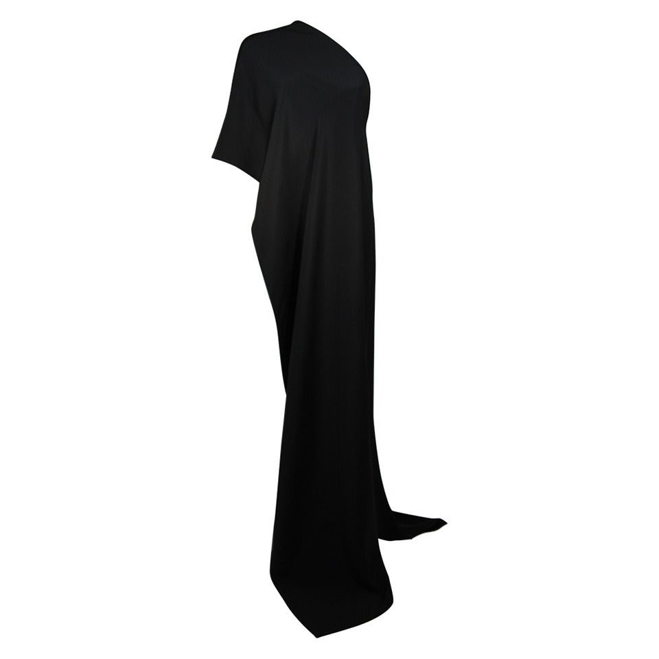 Chanel Haute Couture Black and Cream Silk Draped Evening Stole