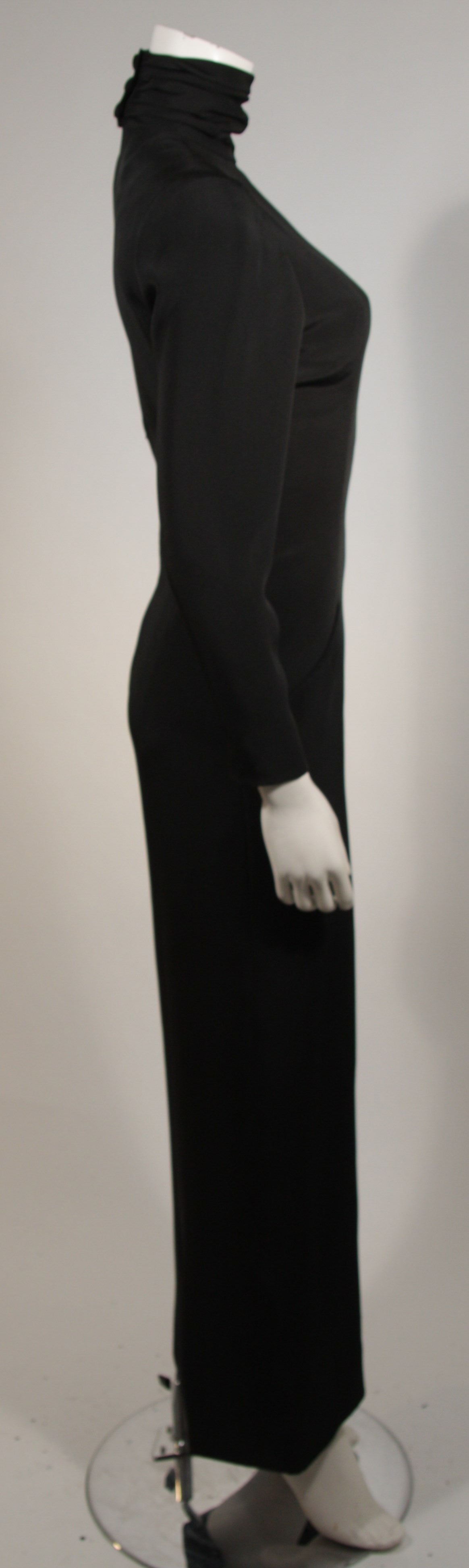 Chanel Haute Couture Black Silk Military Inspired Long Sleeve Gown Size 2-4 1