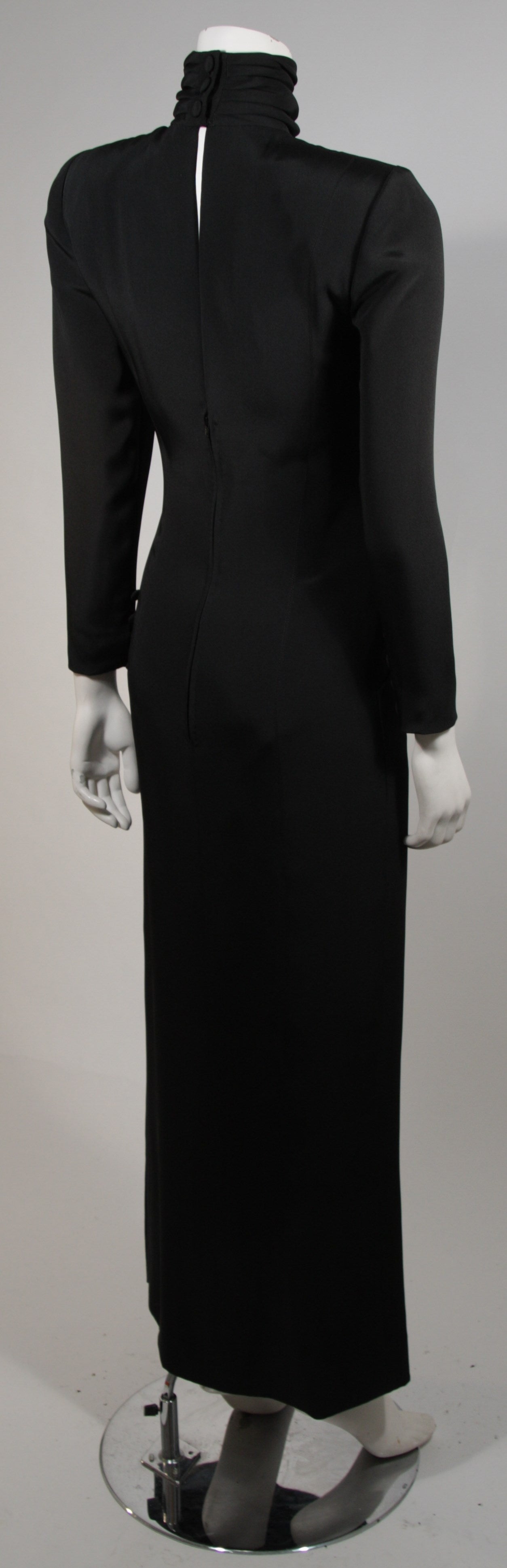 Chanel Haute Couture Black Silk Military Inspired Long Sleeve Gown Size 2-4 2