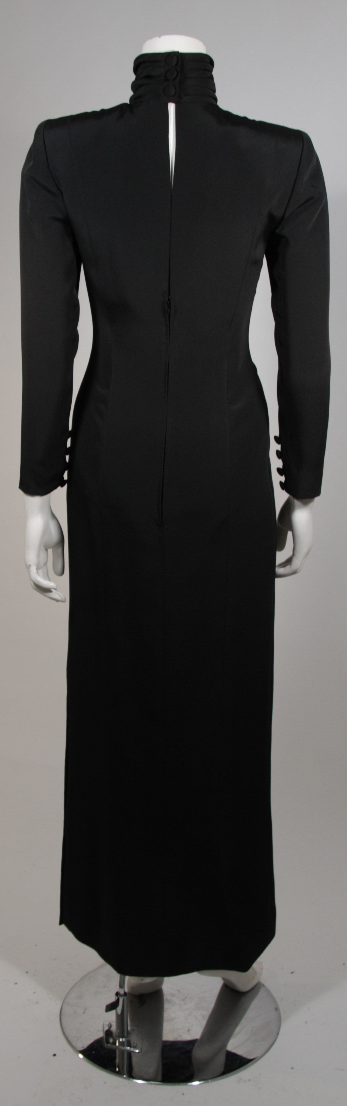 Chanel Haute Couture Black Silk Military Inspired Long Sleeve Gown Size 2-4 3