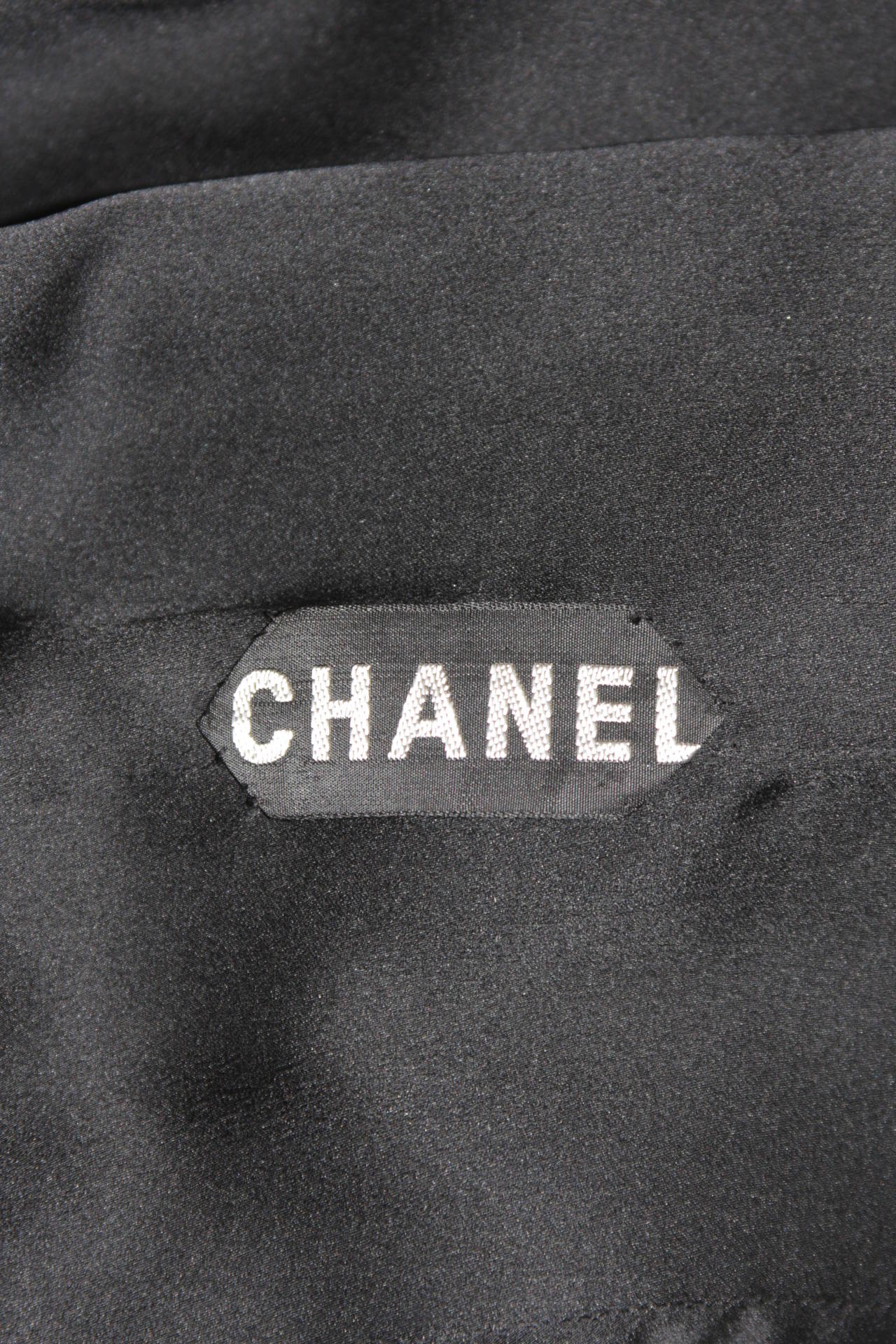 Chanel Haute Couture Black Silk Military Inspired Long Sleeve Gown Size