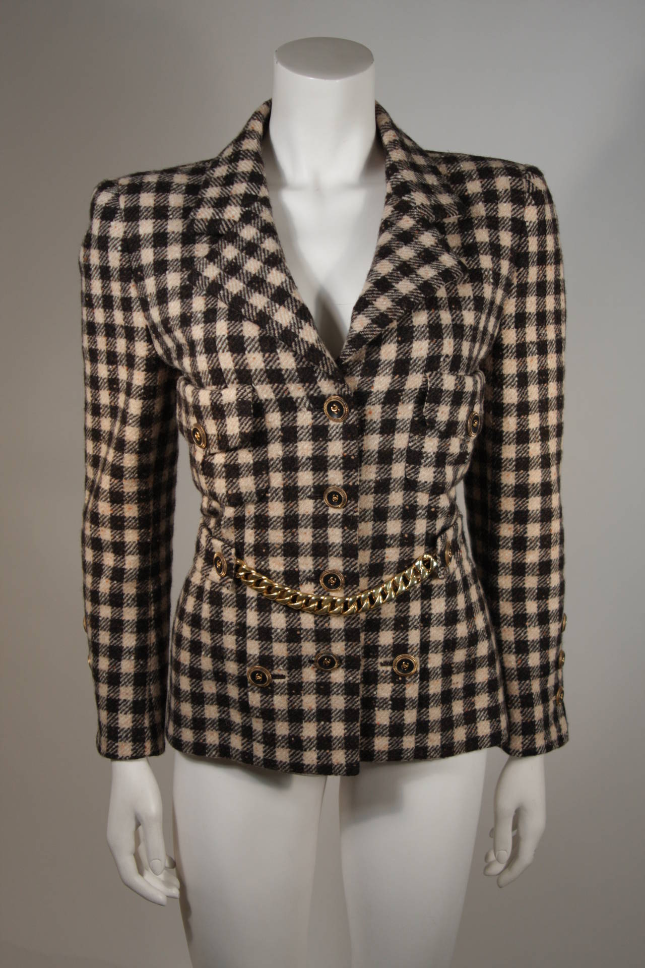 Chanel Haute Couture Wool Jacket and Silk Blouse Set Size 36 5