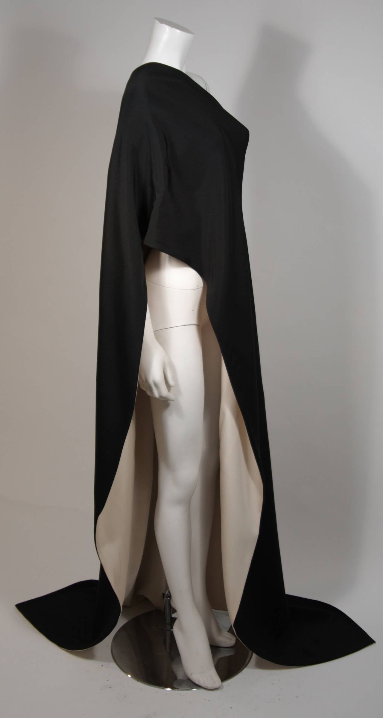 Chanel Haute Couture Black and Cream Silk Draped Evening Stole 1