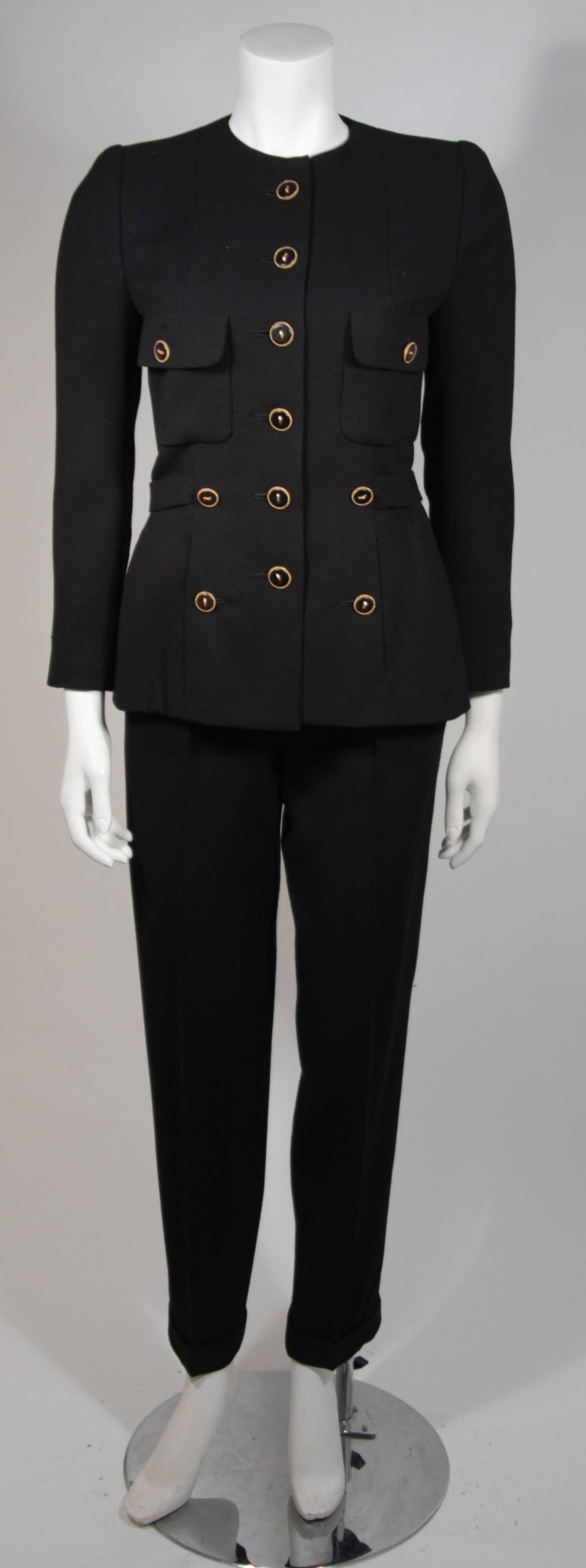 Chanel Haute Couture Black Wool Sailor Inspired Suit Size 2-4 EU 34-36 In Excellent Condition In Los Angeles, CA