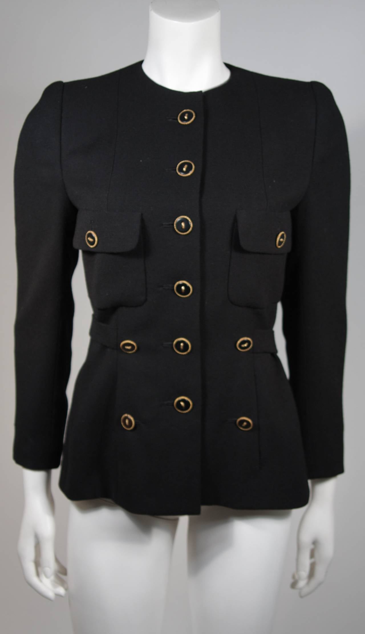Chanel Haute Couture Black Wool Sailor Inspired Suit Size 2-4 EU 34-36 1