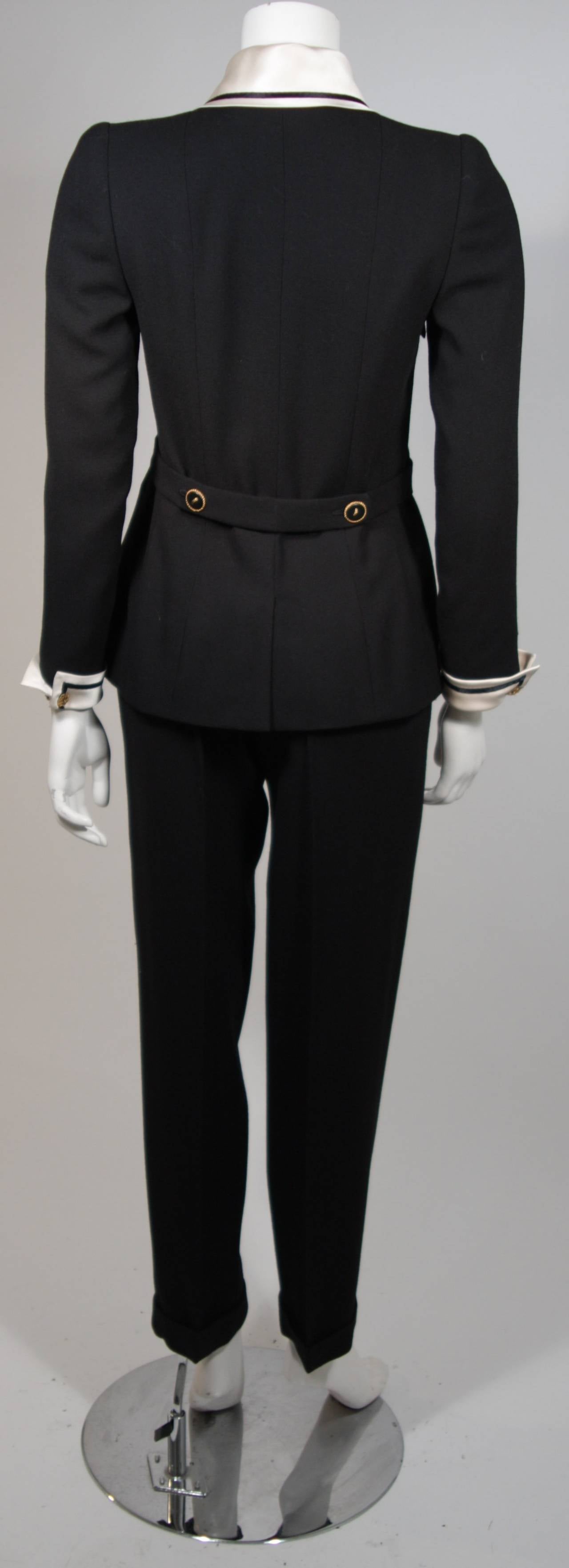 Chanel Haute Couture Black Wool Sailor Inspired Suit Size 2-4 EU 34-36 3