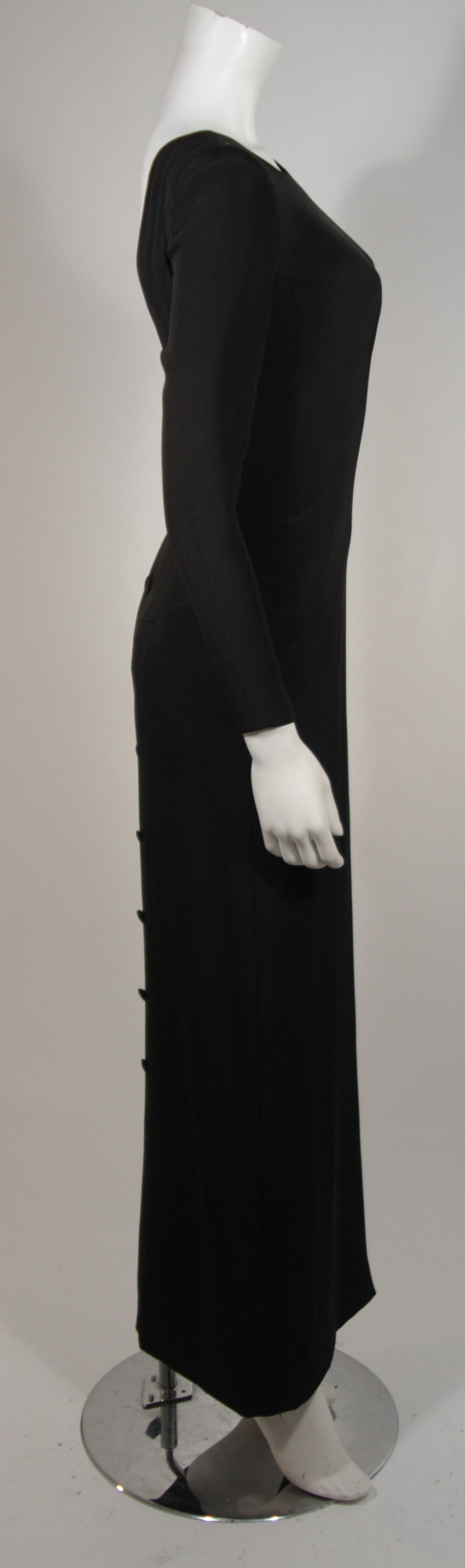 Chanel Haute Couture Black Silk Long Sleeve Gown Size 2-4 EU 34 In Excellent Condition In Los Angeles, CA