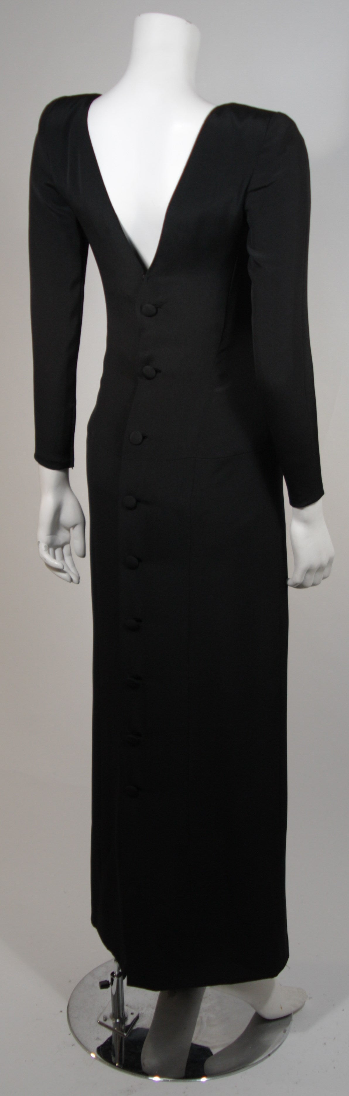 Women's Chanel Haute Couture Black Silk Long Sleeve Gown Size 2-4 EU 34