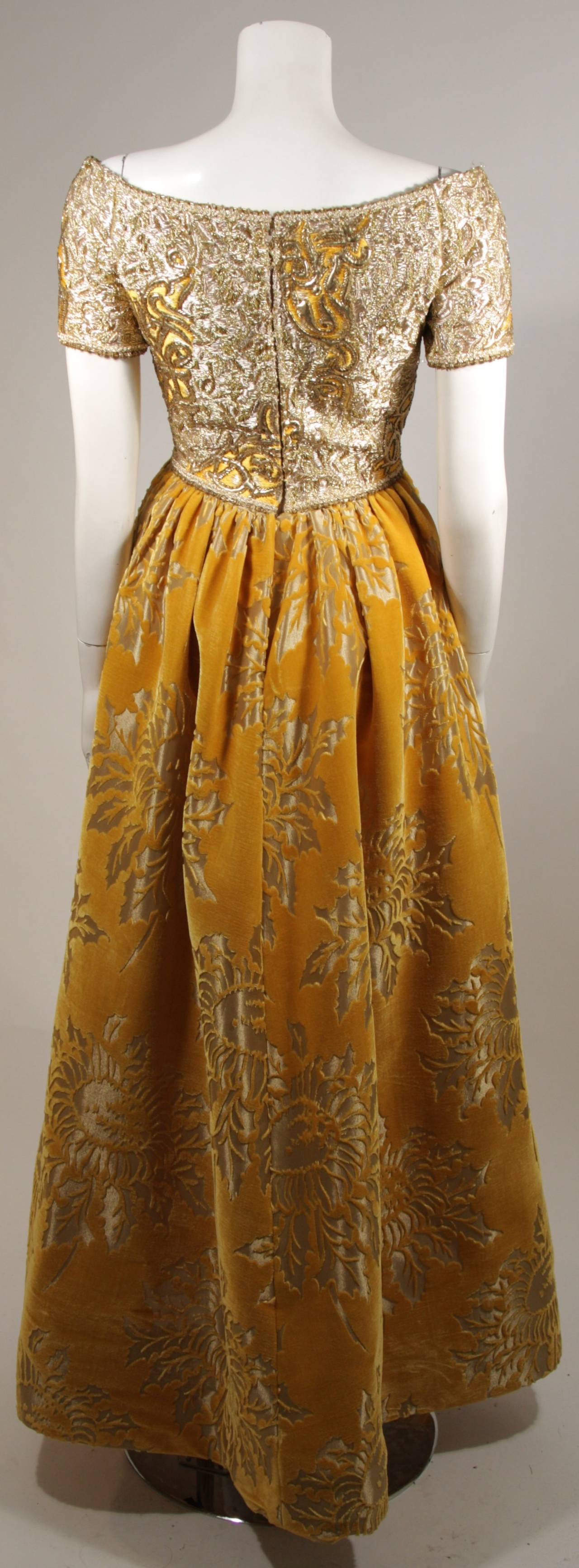 Oscar De La Renta Couture Attributed Brocade and Velvet Gown Size 2 4 3