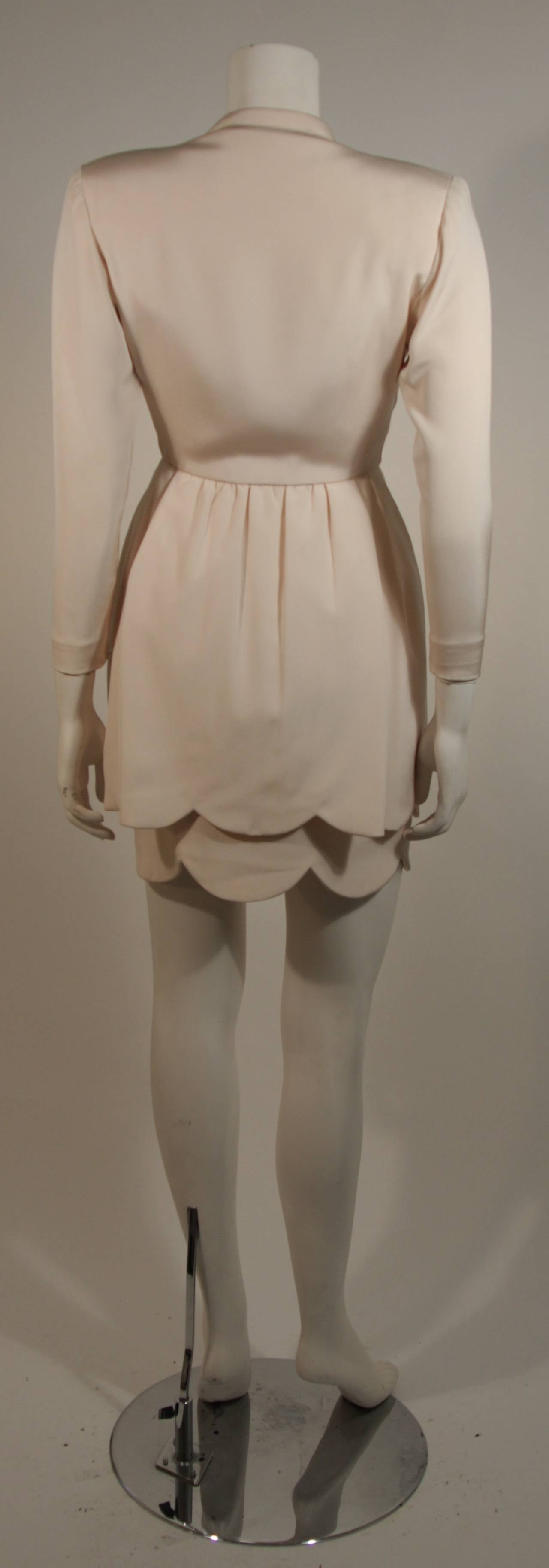 Attributed to Valentino Scallop Edge Cocktail Dress Size Small For Sale 2