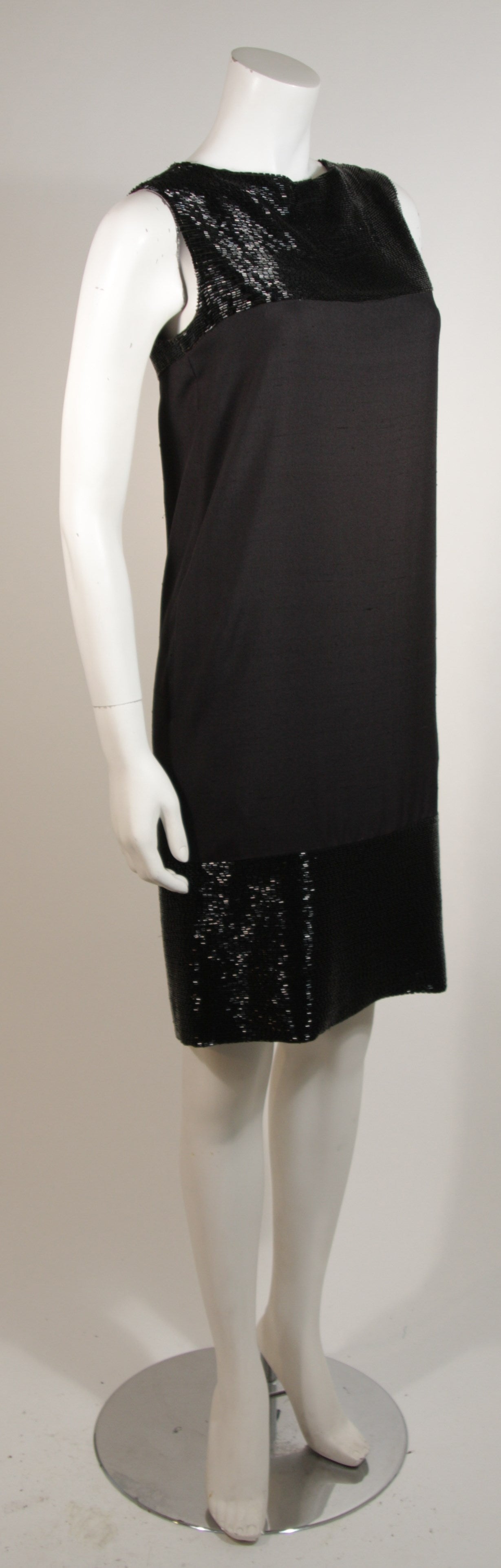 Black Elizabeth Mason Couture Silk Beaded Cocktail Dress Made to Order For Sale