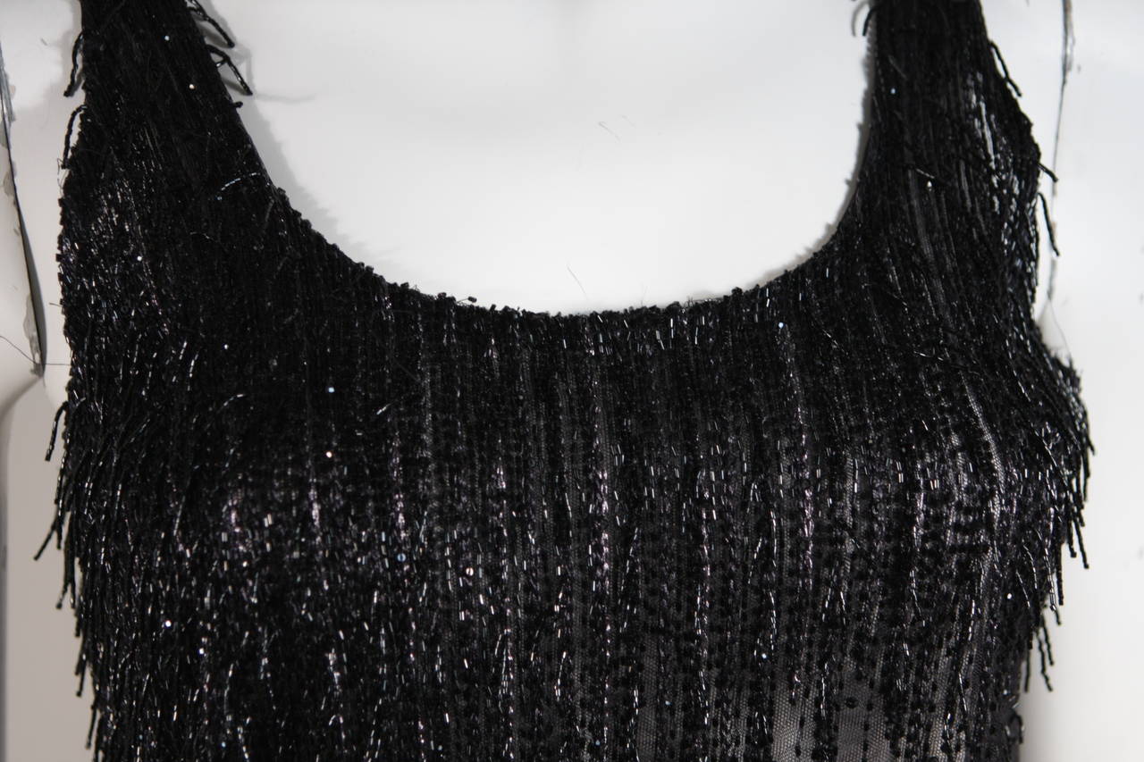 Top da sera in rete nera con perline di Versace Atelier A Taglia Small In condizioni ottime in vendita a Los Angeles, CA