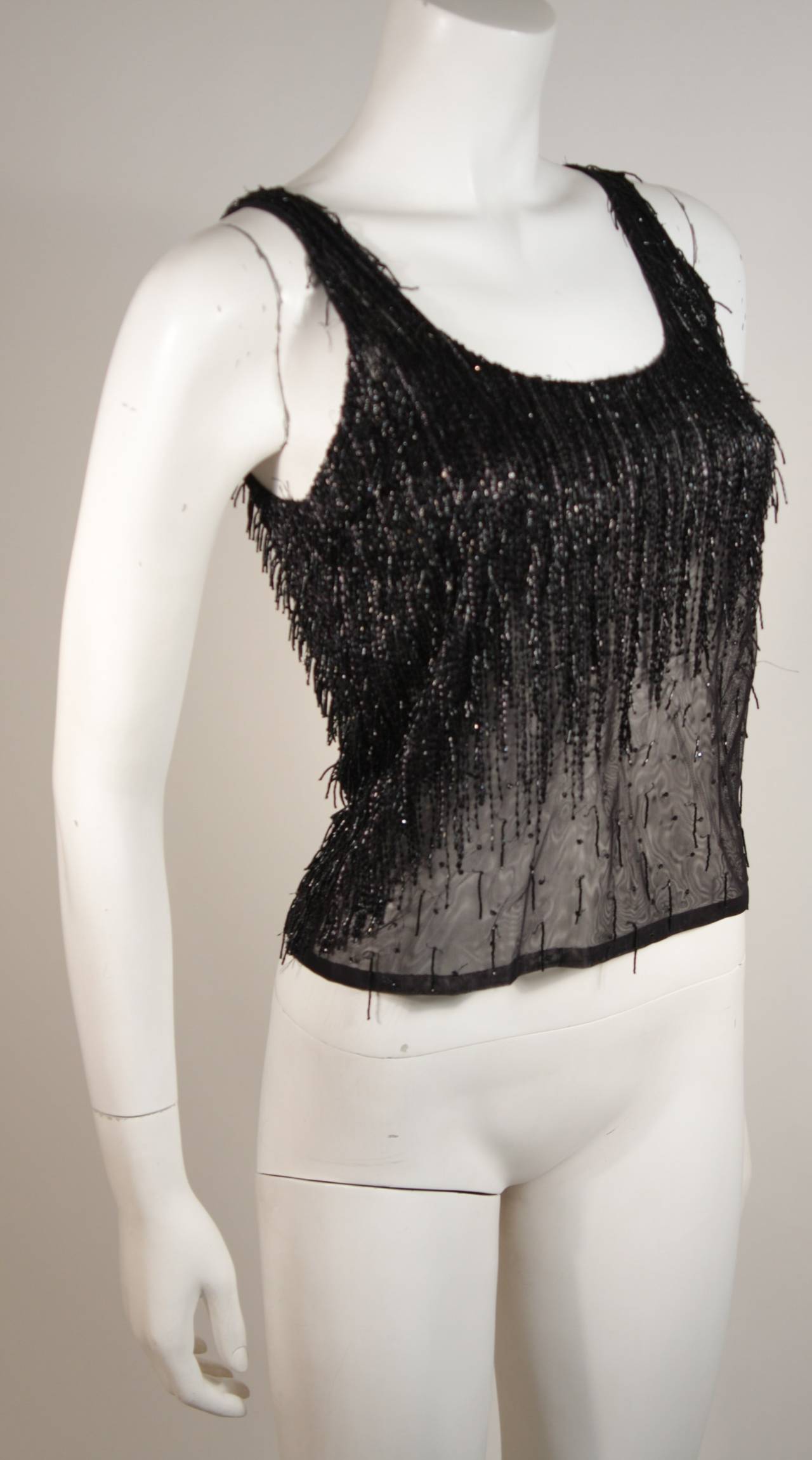 Versace Atelier Beaded Black Mesh Evening Top Size Small For Sale 1