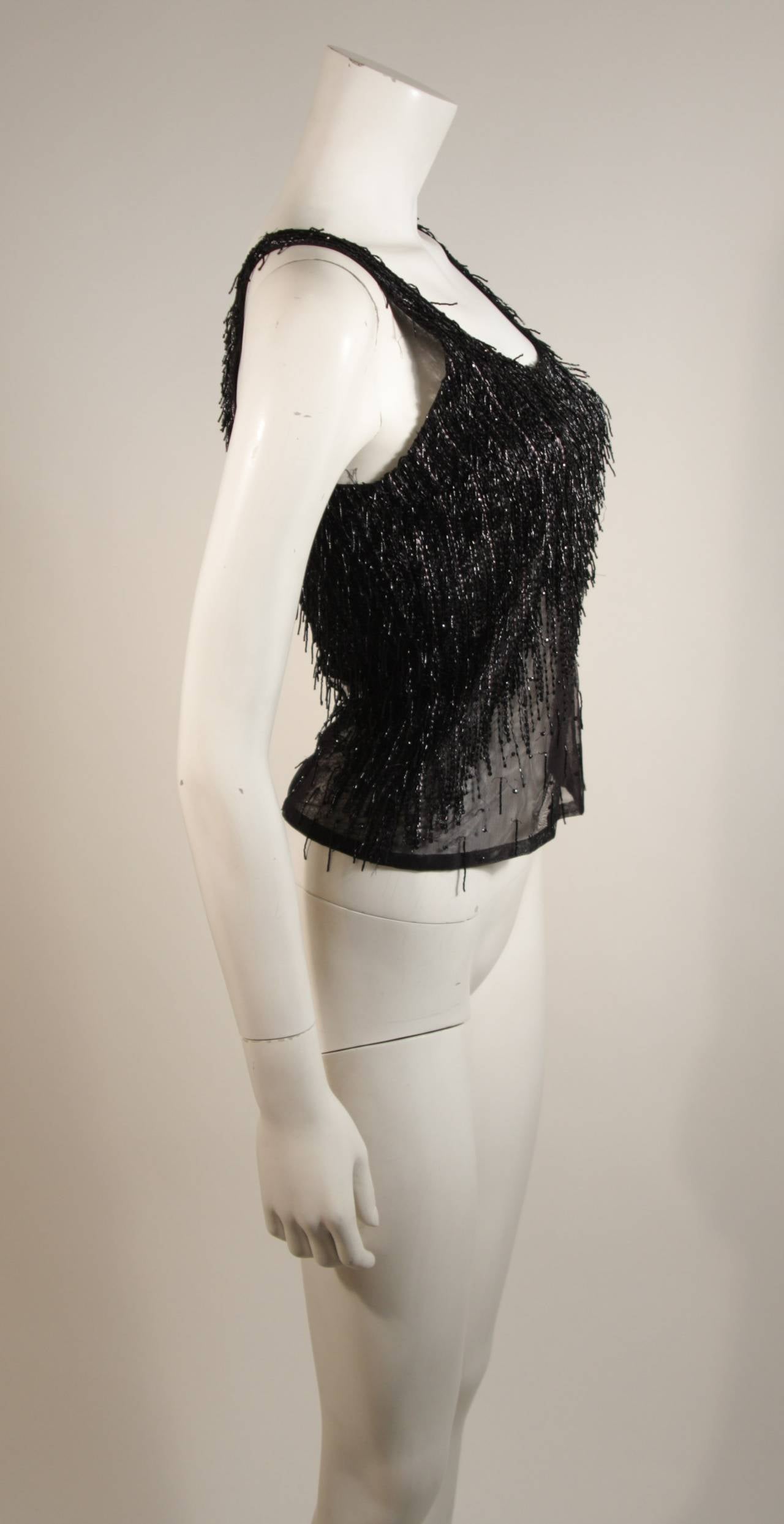 Top da sera in rete nera con perline di Versace Atelier A Taglia Small in vendita 1