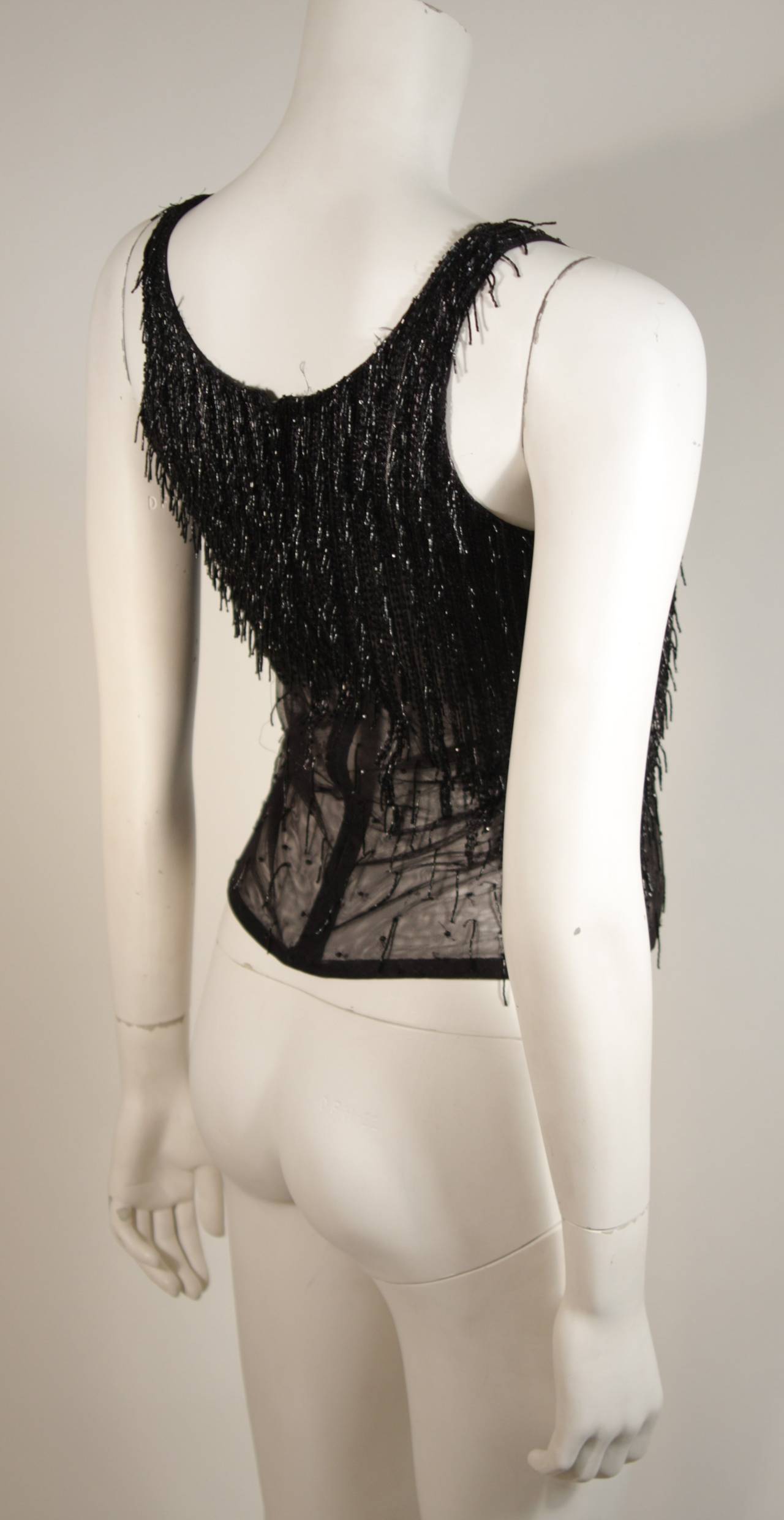 Versace Atelier Beaded Black Mesh Evening Top Size Small For Sale 3