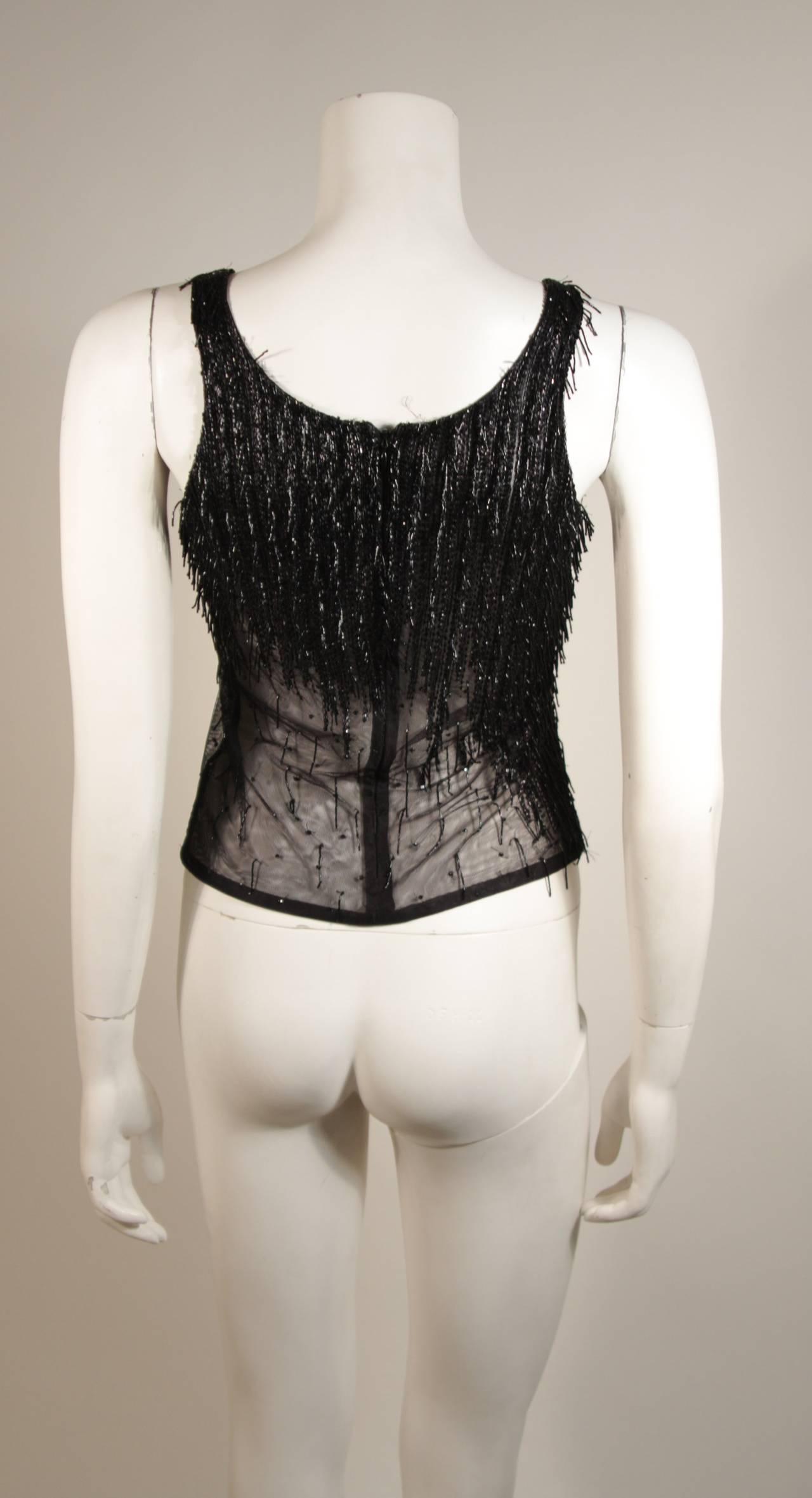 Versace Atelier Beaded Black Mesh Evening Top Size Small For Sale 4