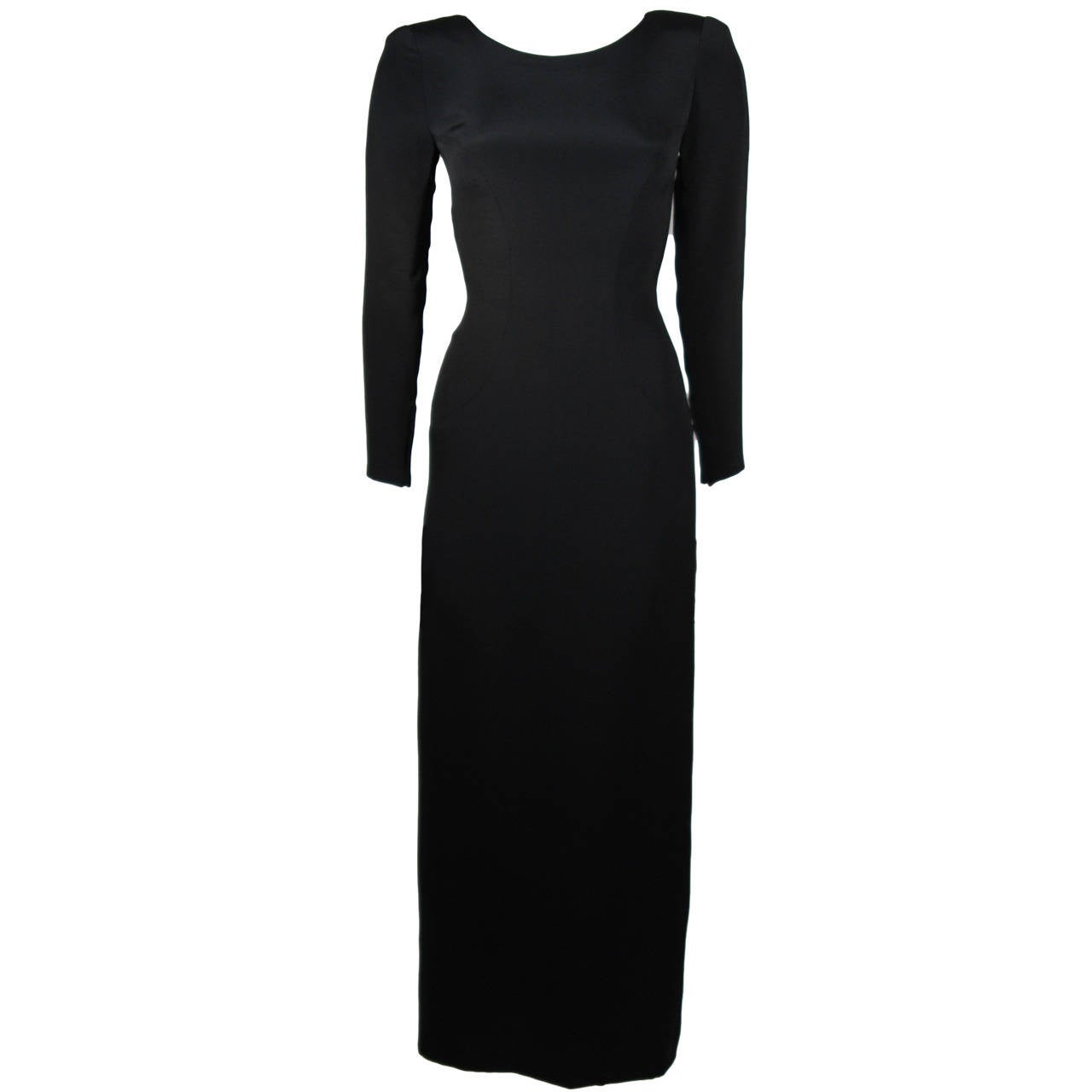 Chanel Haute Couture Black Silk Long Sleeve Gown Size 2-4 EU 34
