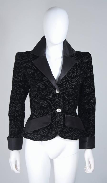 GIVENCHY COUTURE 1980s Black Velvet Floral Embroidered Embellished Suit ...