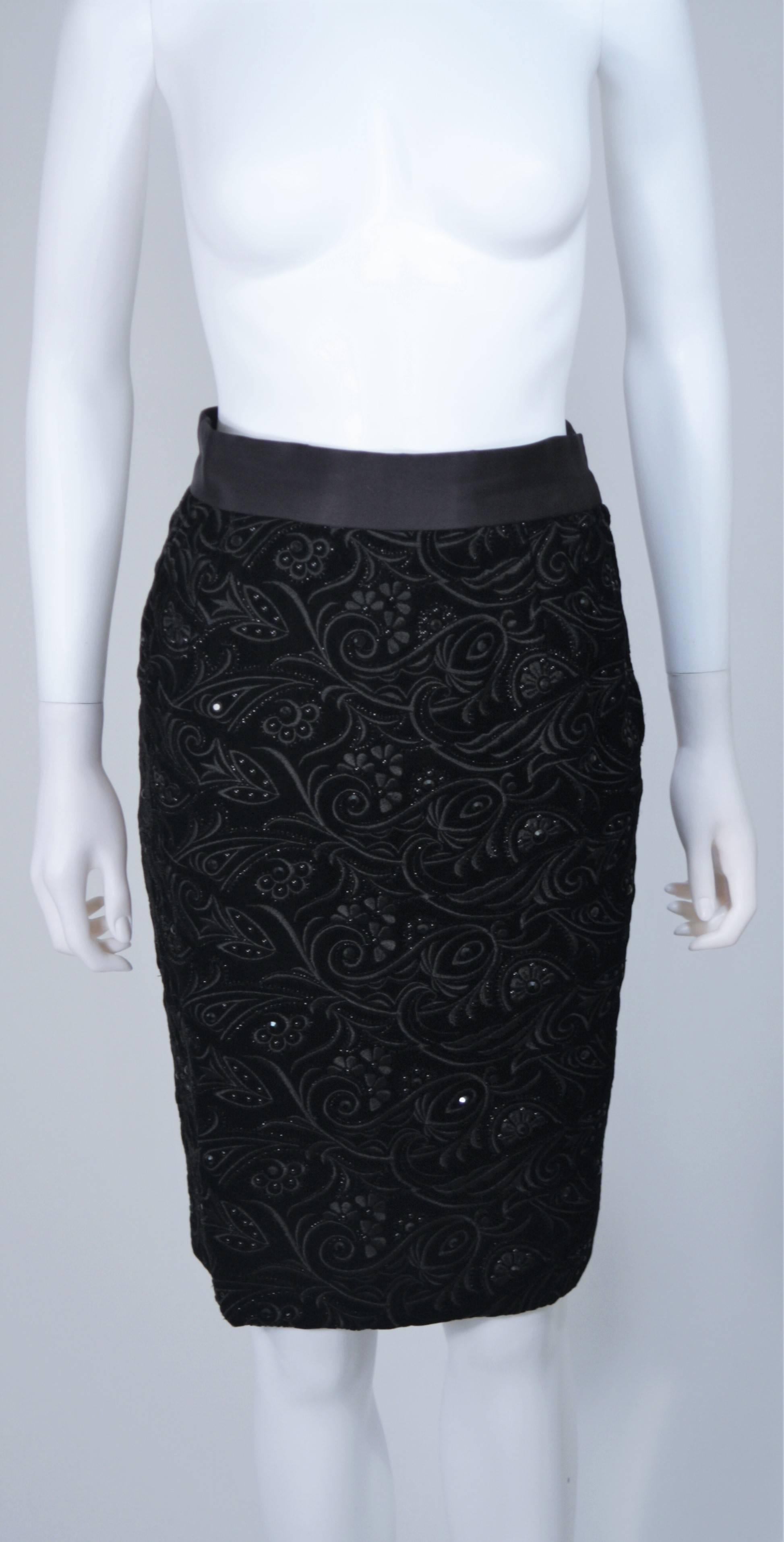 GIVENCHY COUTURE 1980s Black Velvet Floral Embroidered Embellished Suit Size 4-6 4