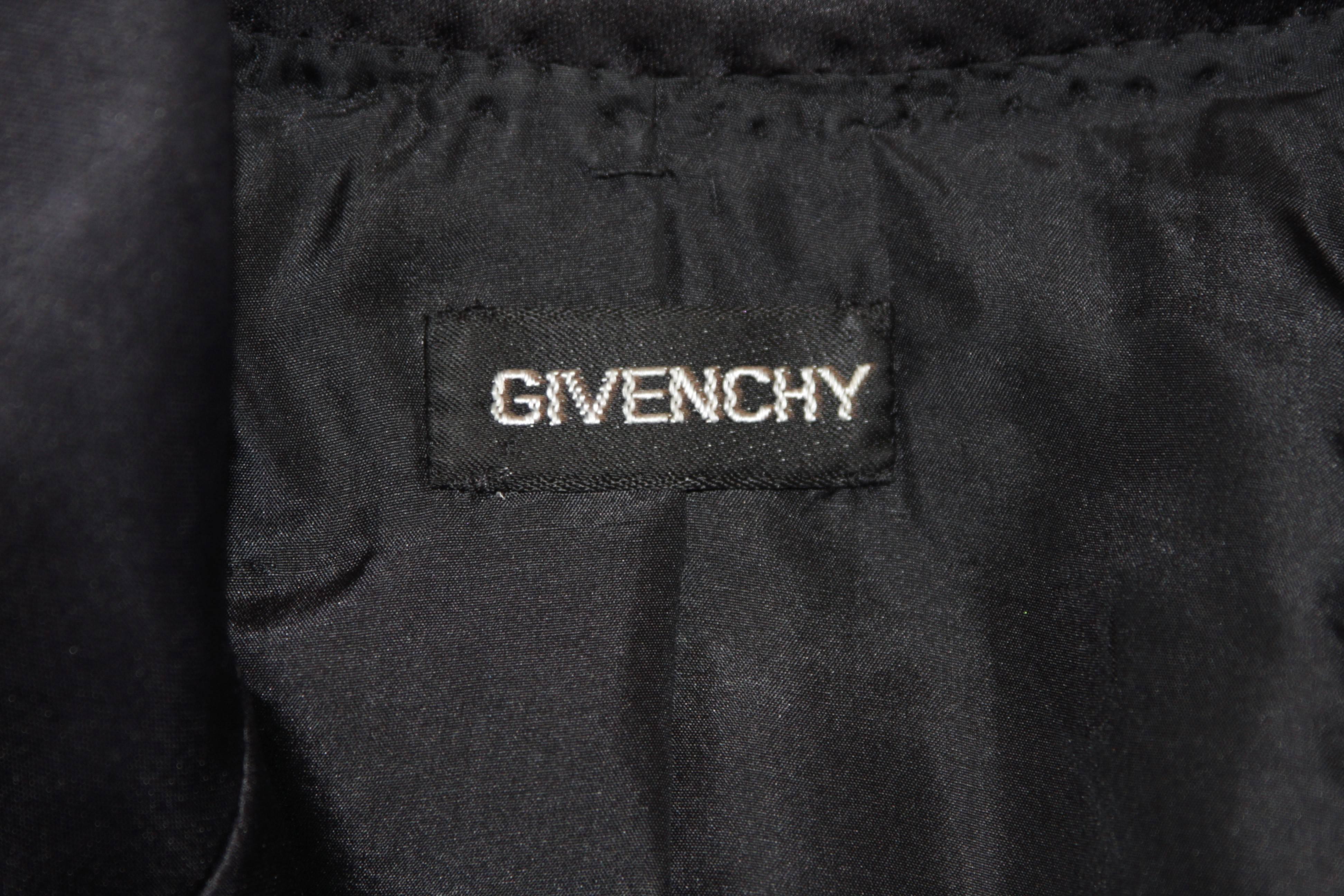 GIVENCHY COUTURE 1980s Black Velvet Floral Embroidered Embellished Suit Size 4-6 5