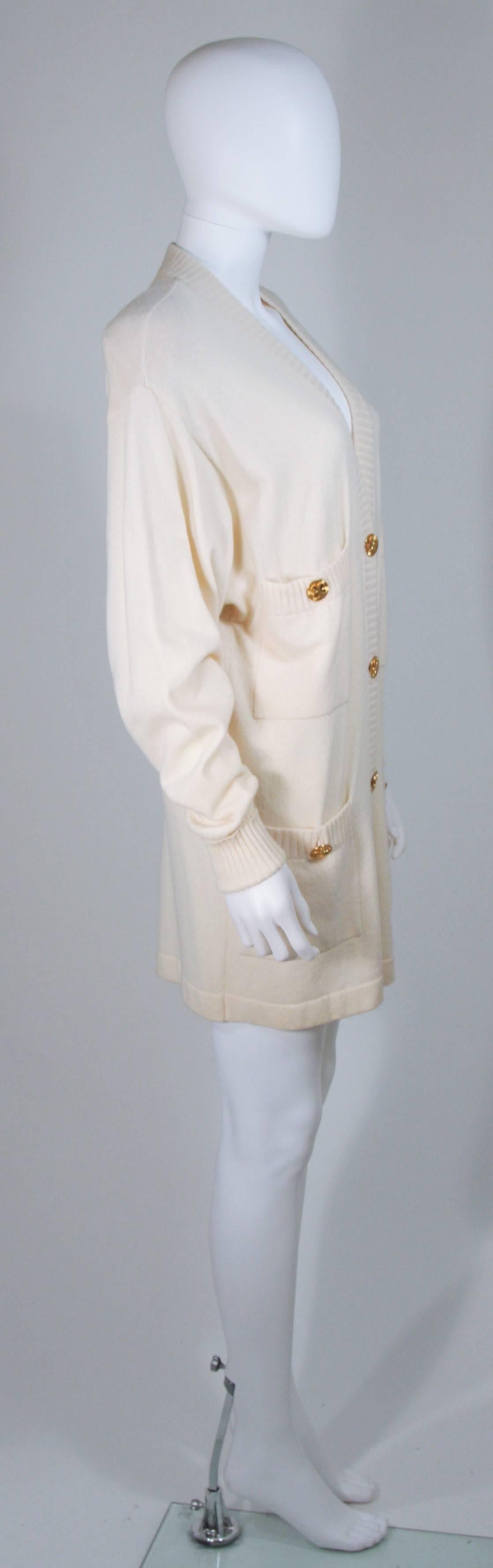 CHANEL Cream Cashmere Cardigan with Gold Buttons Size 36 2