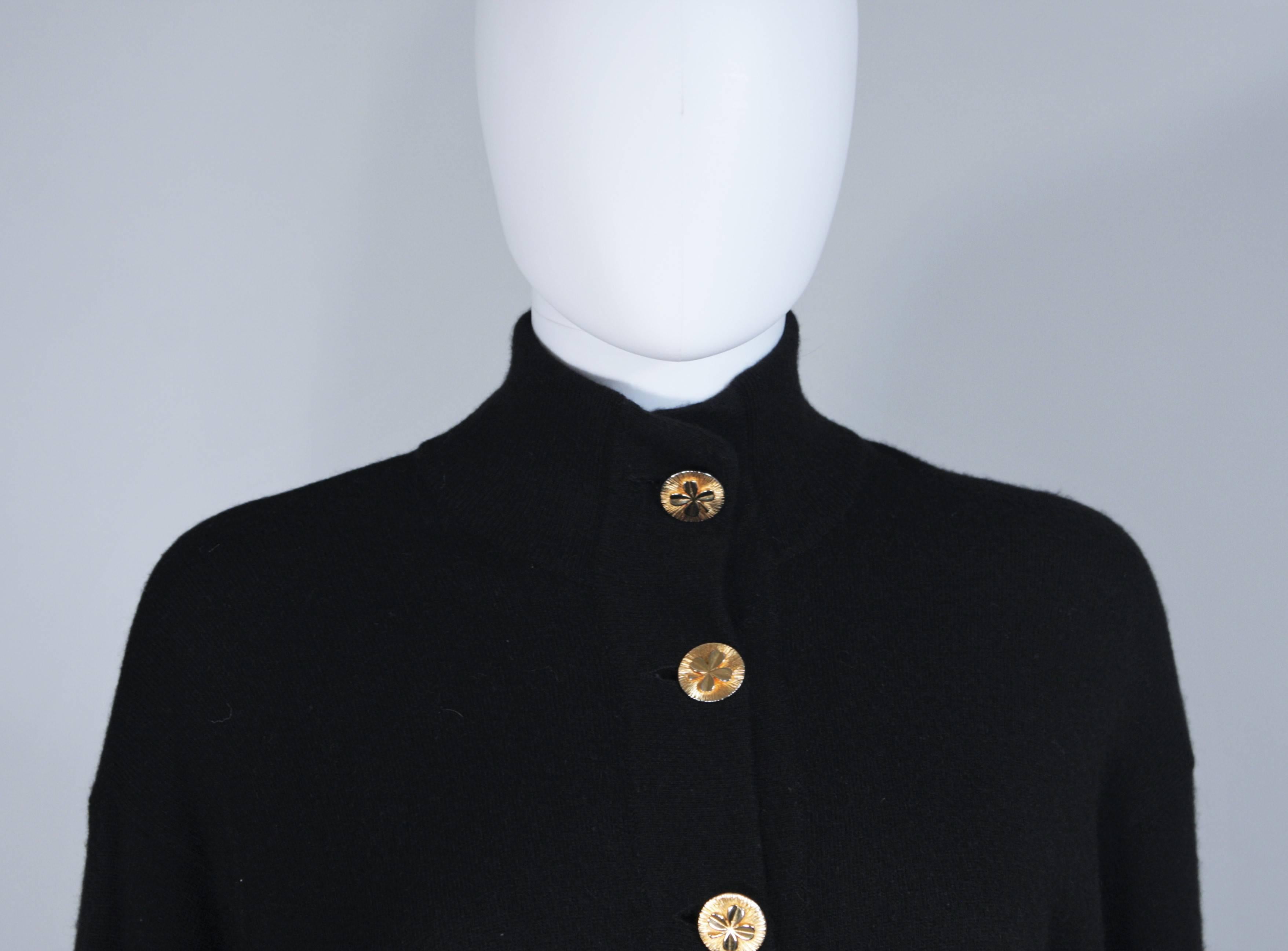 Women's CHANEL Black Cashmere Sweater with Gold Buttons Size 38