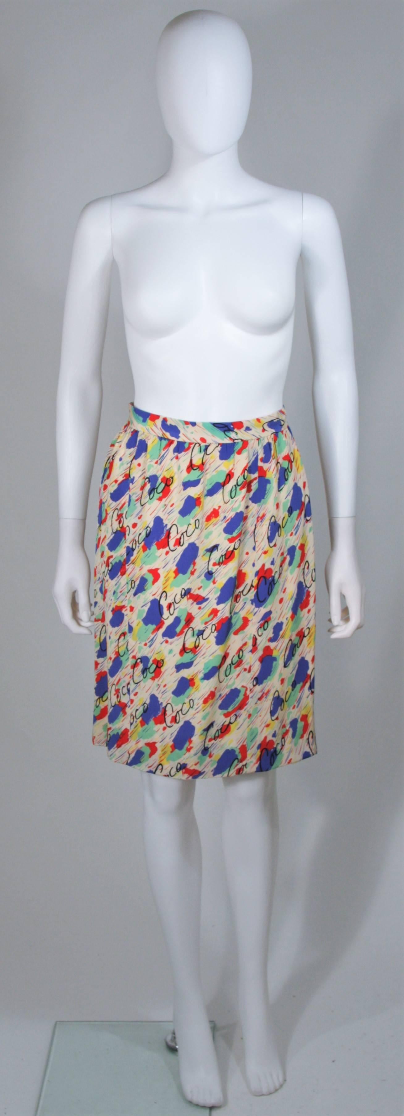 CHANEL BOUTIQUE Silk Abstract COCO Print Skirt and Blouse Set Size 4-6 4