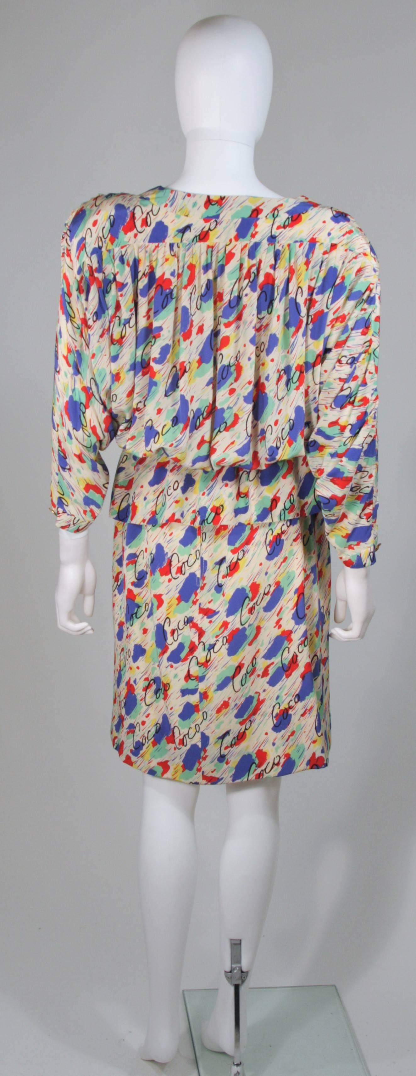 CHANEL BOUTIQUE Silk Abstract COCO Print Skirt and Blouse Set Size 4-6 2