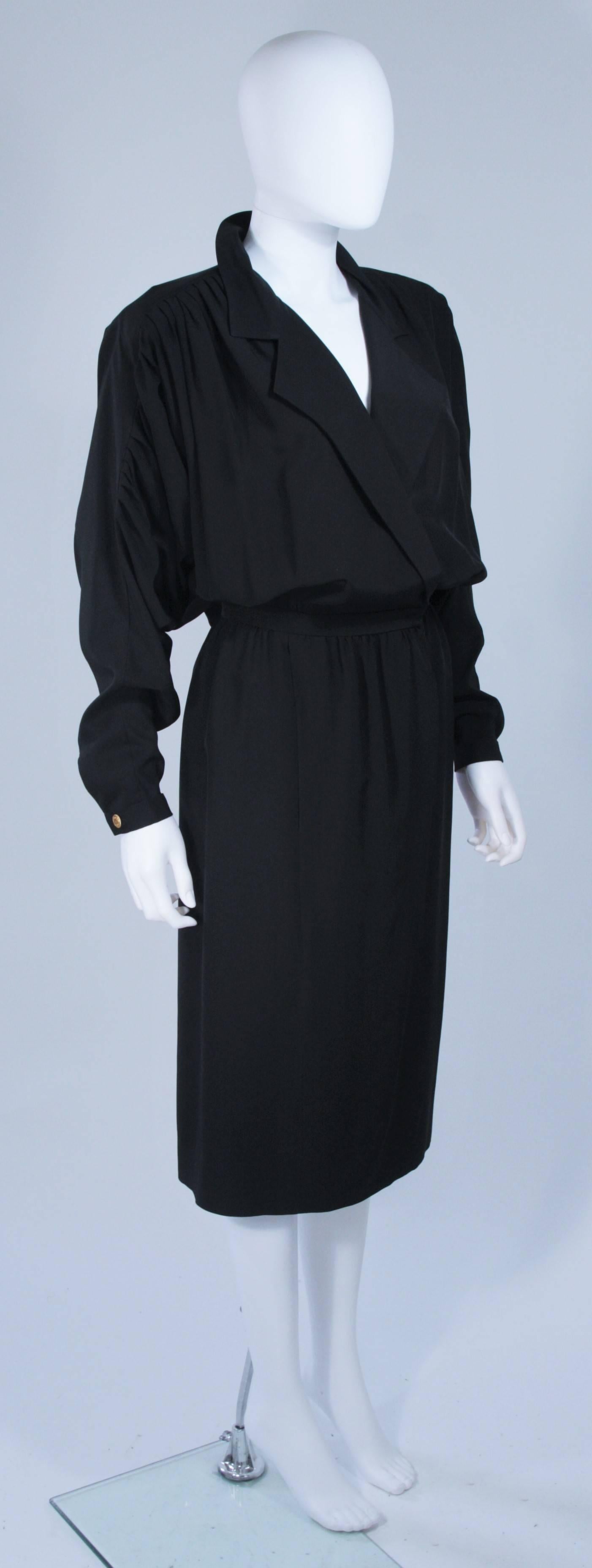 CHANEL Black Silk Draped Secretary Style Dress Size 2  In Excellent Condition In Los Angeles, CA