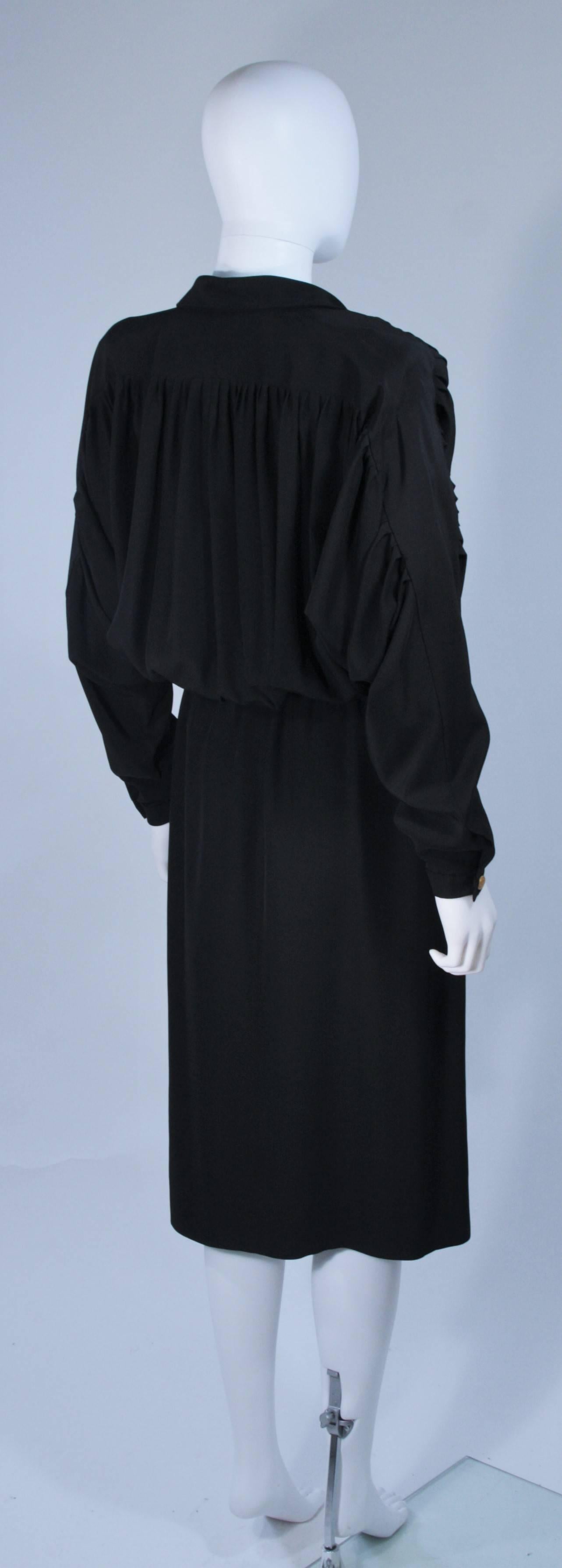 CHANEL Black Silk Draped Secretary Style Dress Size 2  2