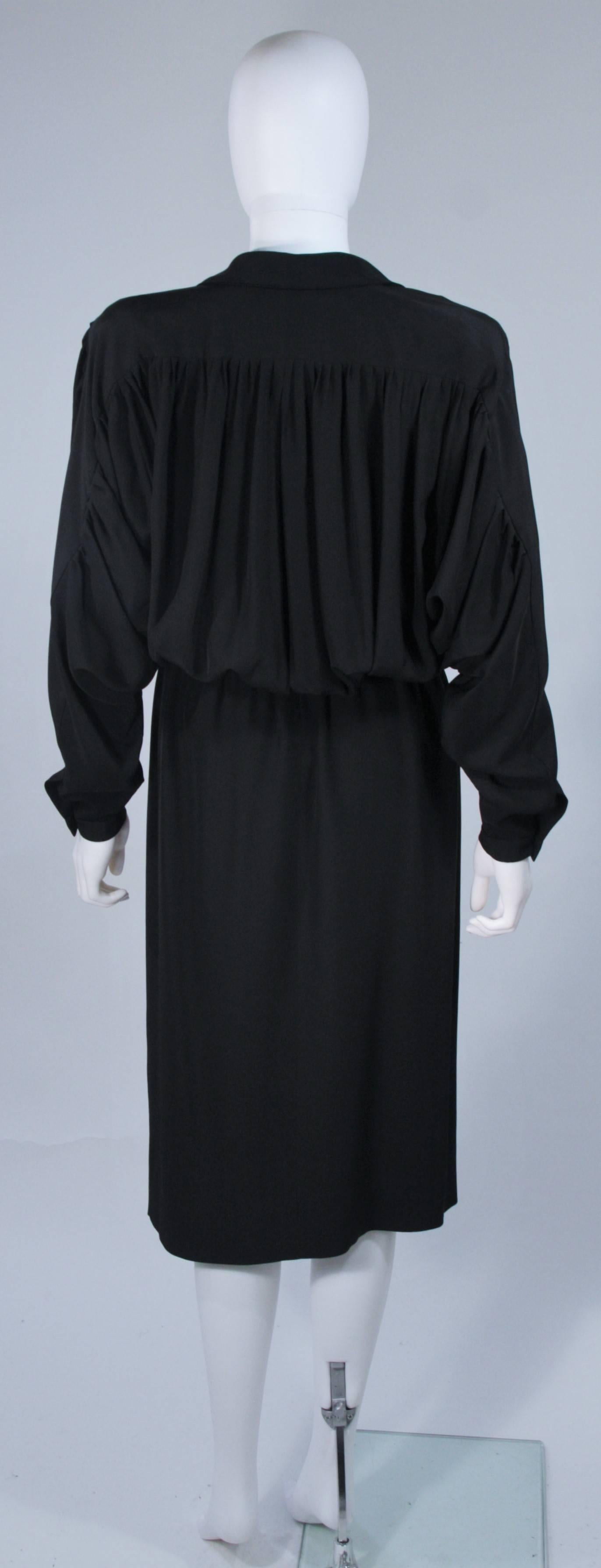 CHANEL Black Silk Draped Secretary Style Dress Size 2  3