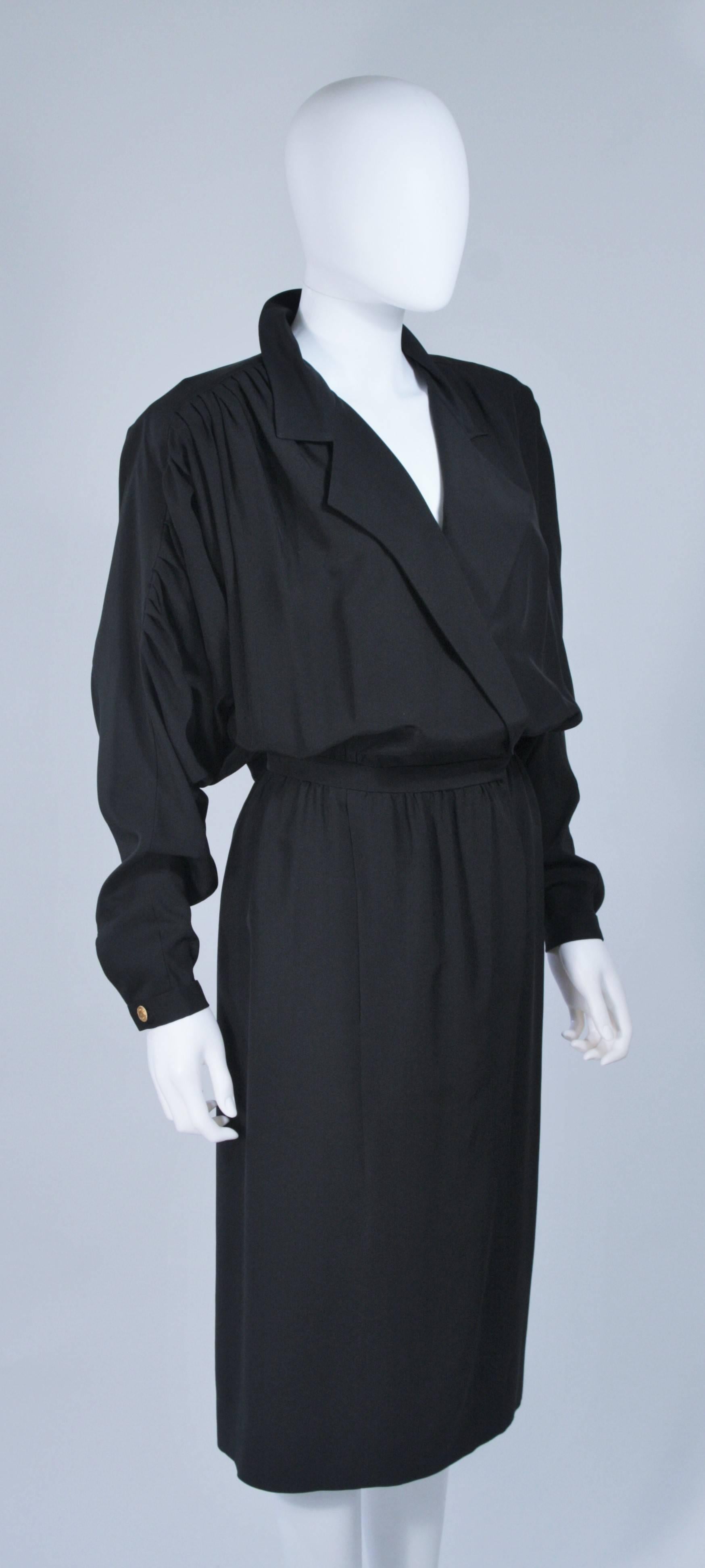 Women's CHANEL Black Silk Draped Secretary Style Dress Size 2 