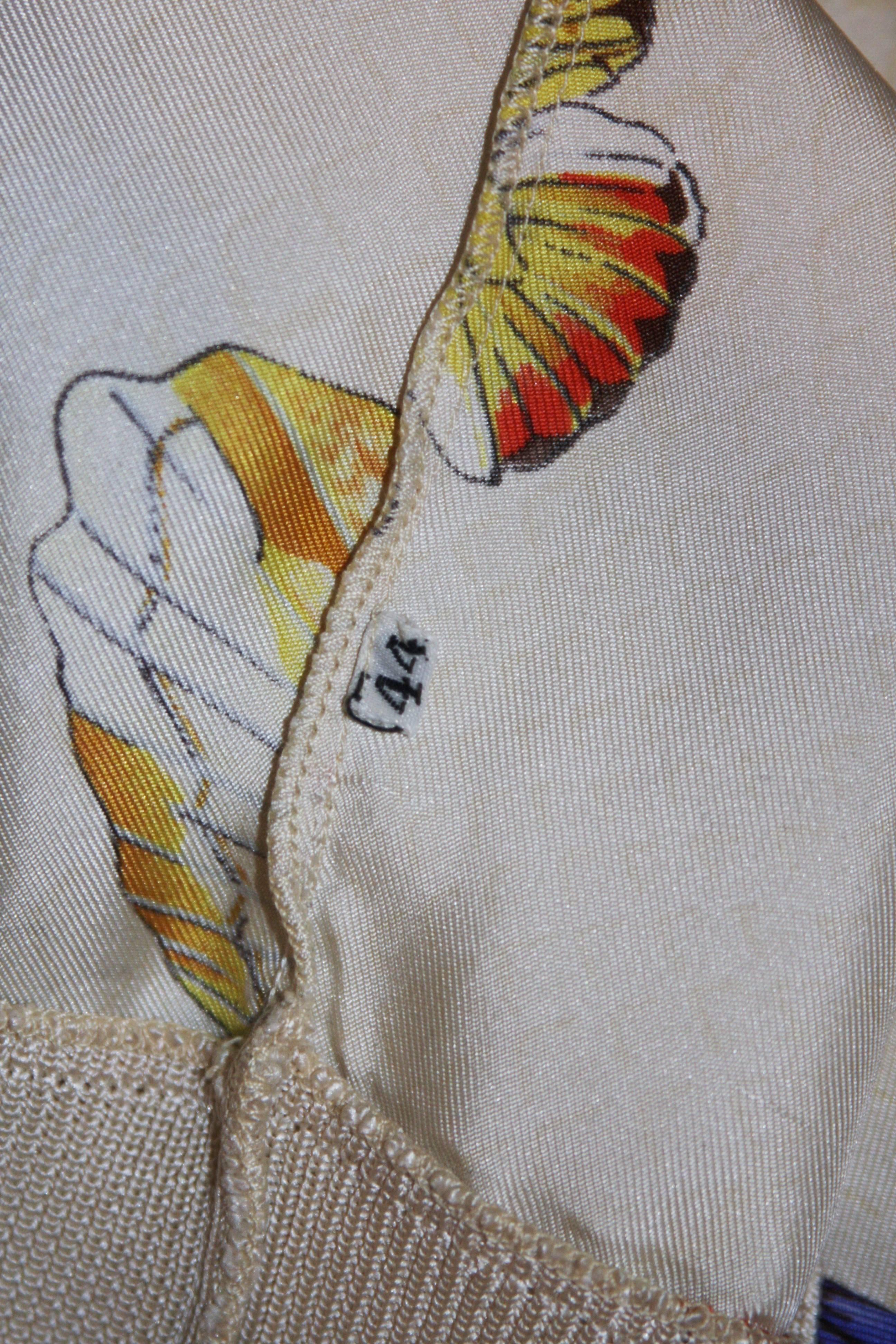 HERMES Cream Silk Butterfly Print Pull-Over Sweater Size 44 5