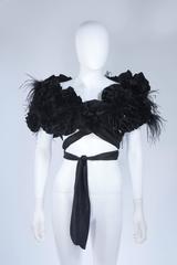 ELIZABETH MASON COUTURE Made to Order Silk "Rose" Wrap Feathers Rhinestones