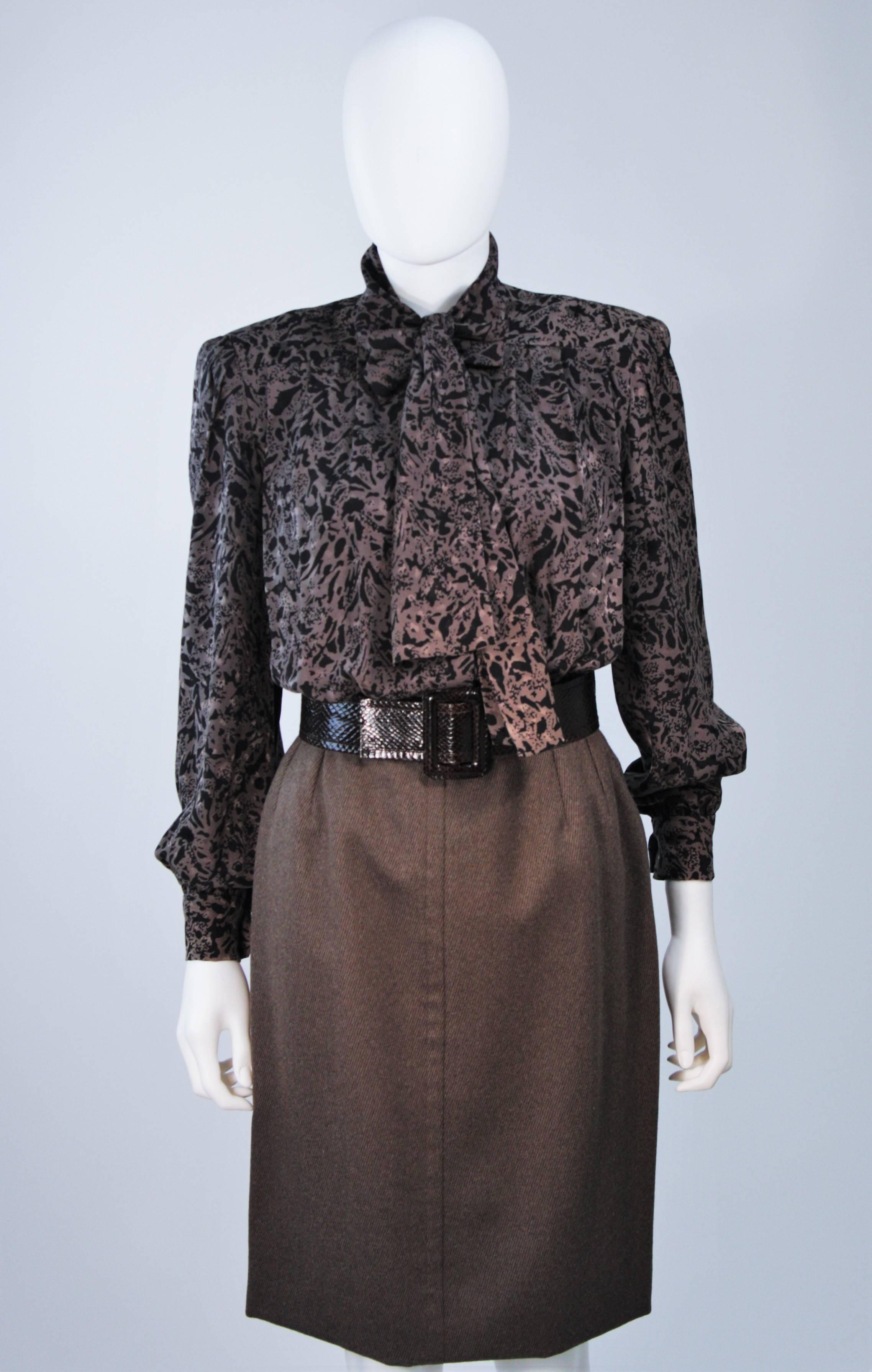 Black GIVENCHY COUTURE Wool Silk & Snakeskin 4pc Skirt Suit with Belt Size 4-6