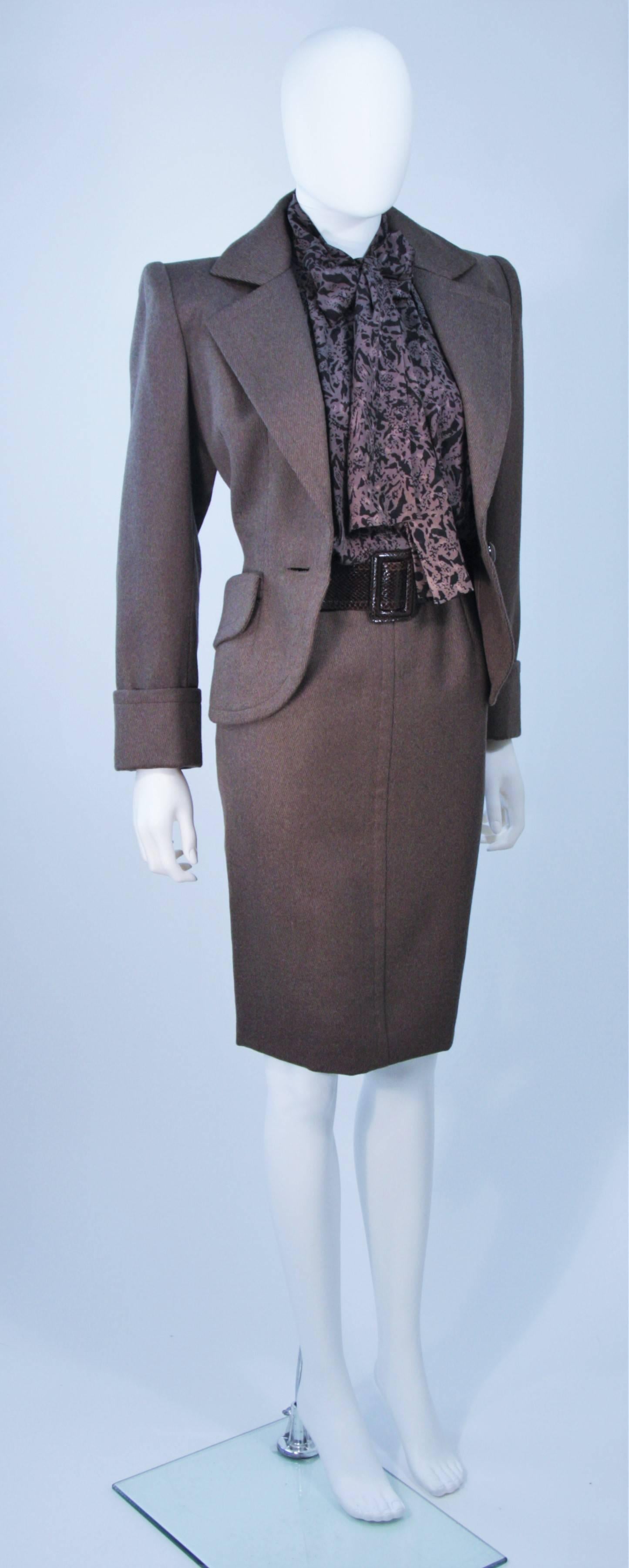 GIVENCHY COUTURE Wool Silk & Snakeskin 4pc Skirt Suit with Belt Size 4-6 In Excellent Condition In Los Angeles, CA