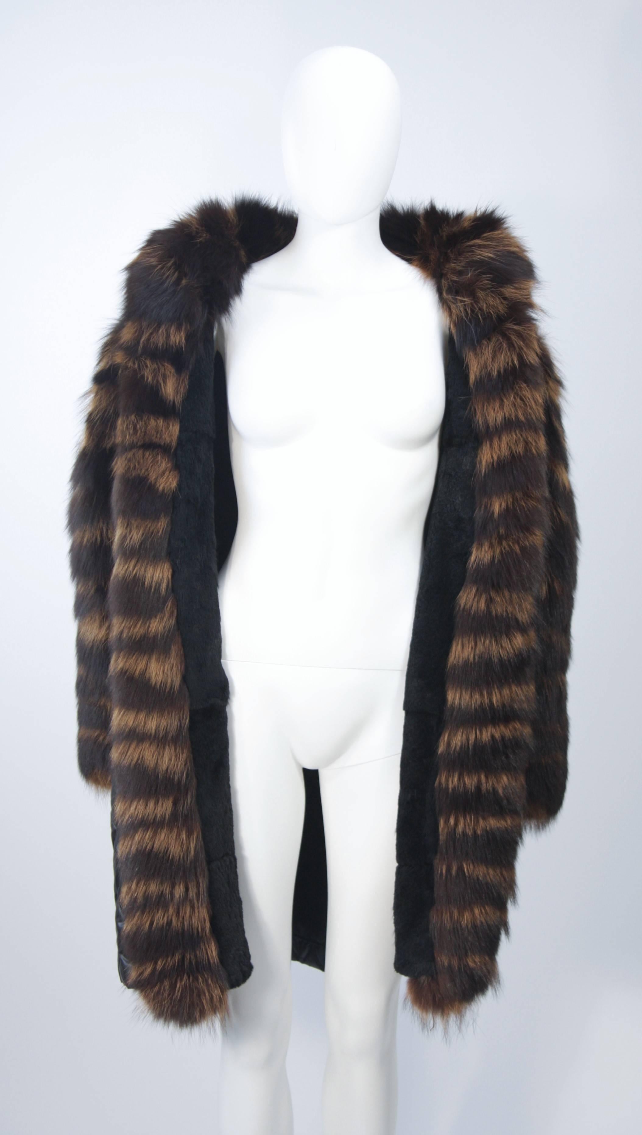 YVES SAINT LAURENT Quilted Fox Fur Coat with Sheared Beaver Lining Size 6-8 1