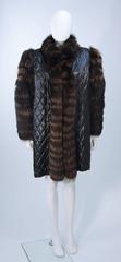 YVES SAINT LAURENT Quilted Fox Fur Coat with Sheared Beaver Lining Size 6-8