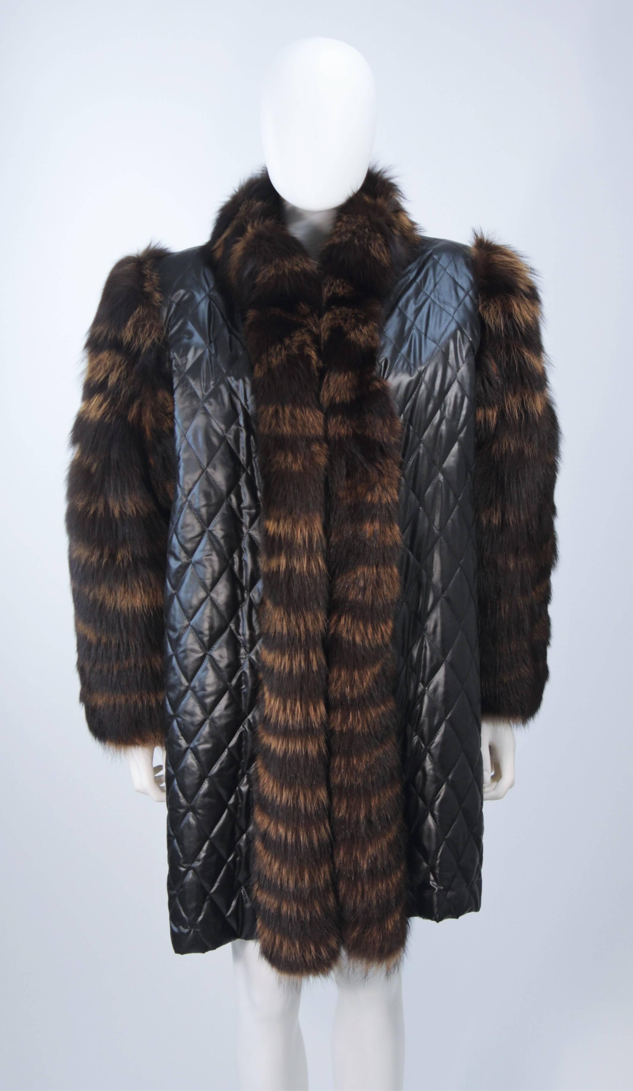 YVES SAINT LAURENT Quilted Fox Fur Coat with Sheared Beaver Lining Size ...