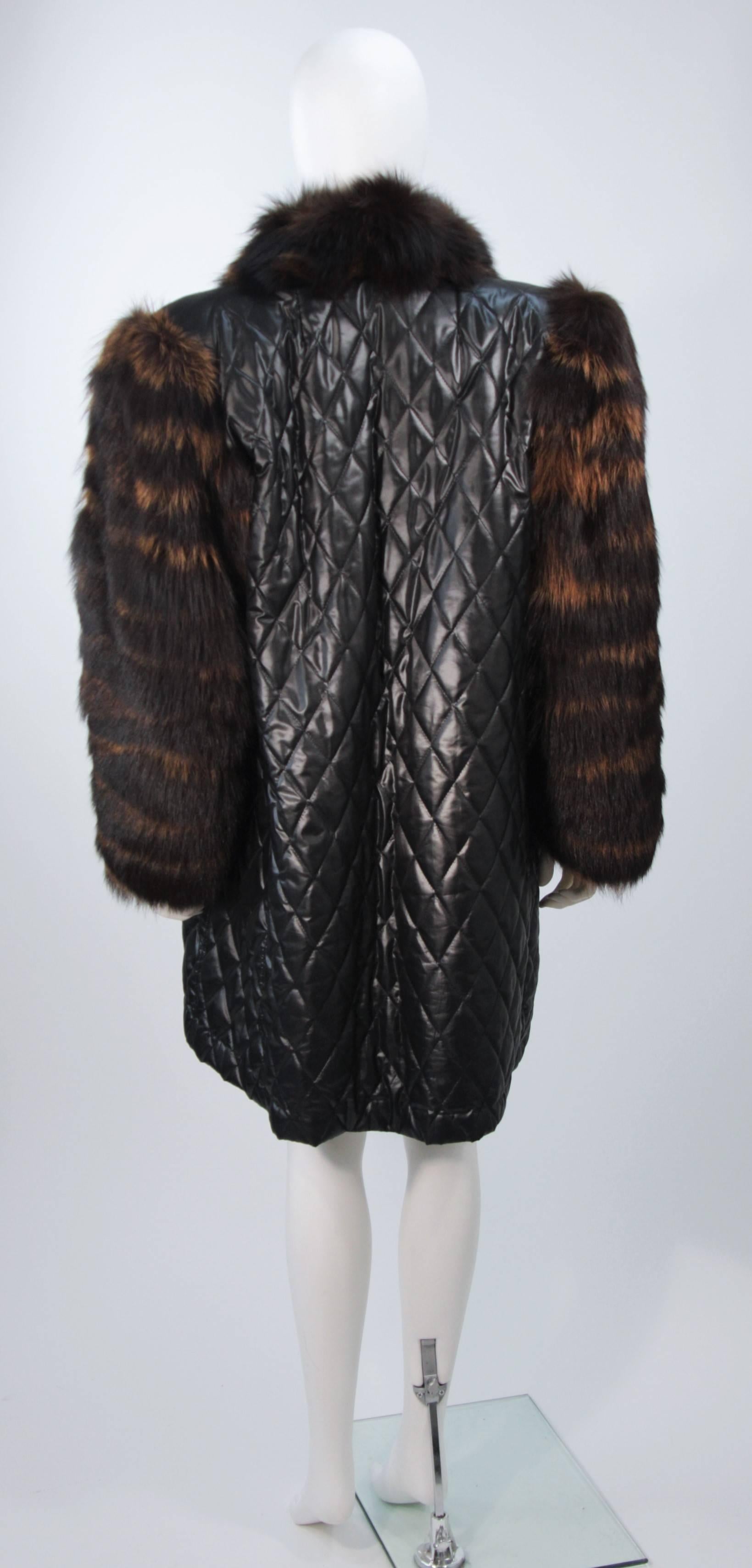 Women's YVES SAINT LAURENT Quilted Fox Fur Coat with Sheared Beaver Lining Size 6-8